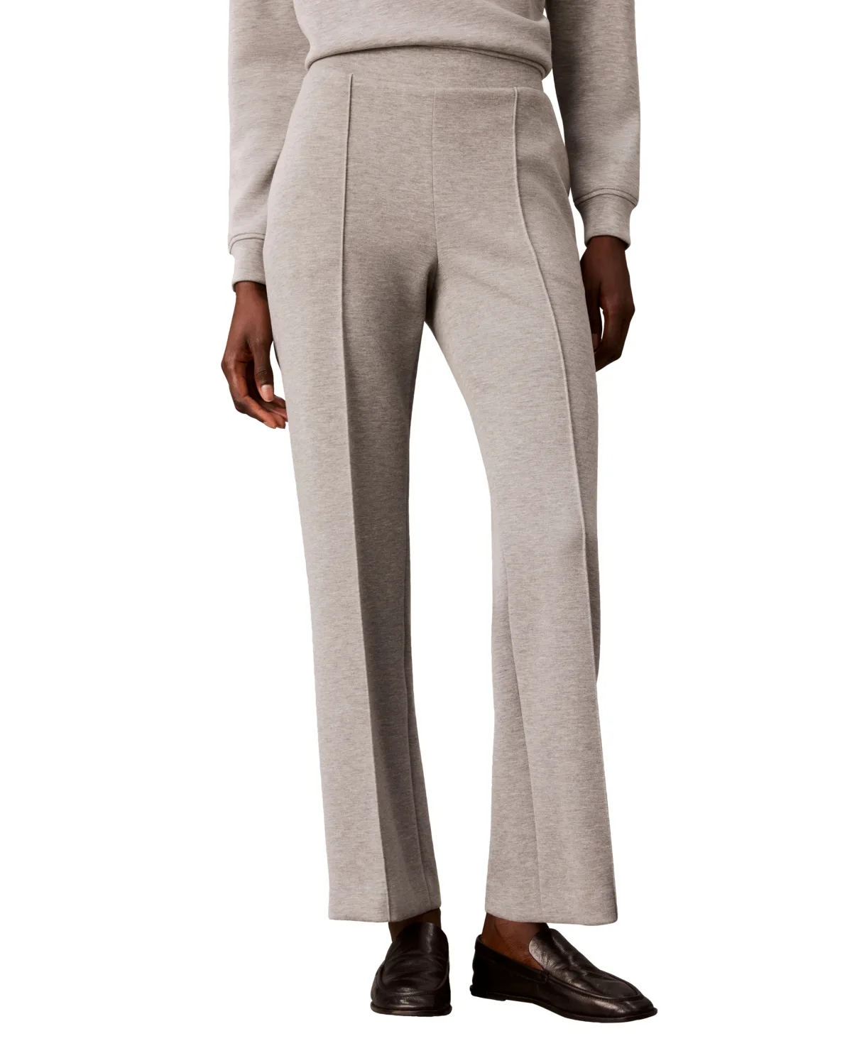 Pintuck Wide-Leg Pull-On Trousers