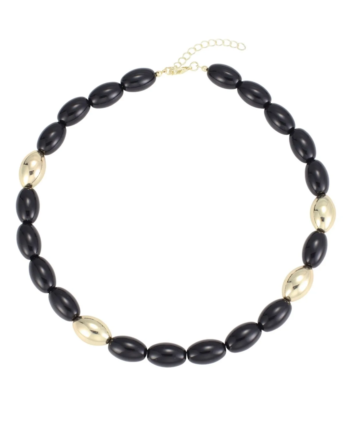 Gold and Black Beads Choker Necklace by Adornia