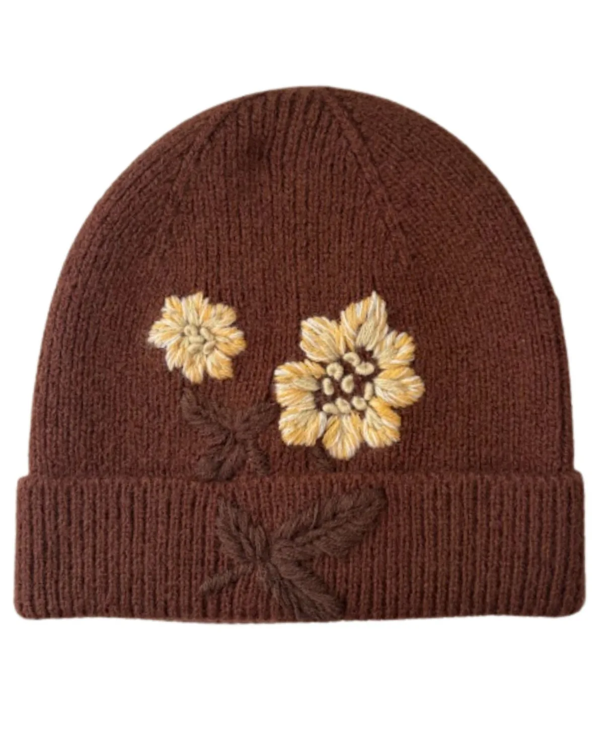 Embroidered Flower Beanie Hat by Marcus Adler