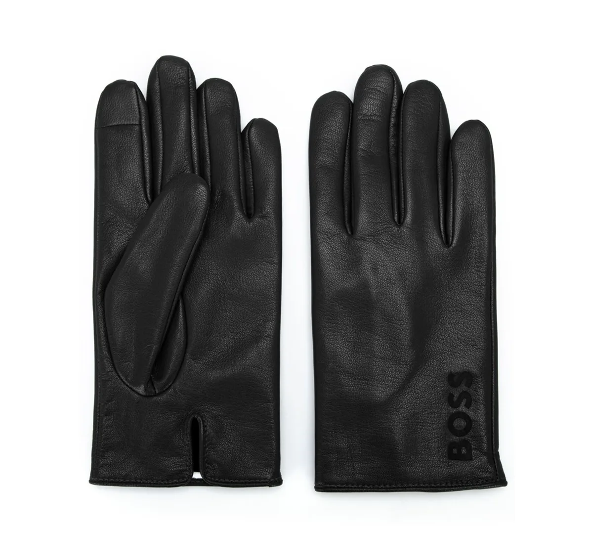 Touch-Tech Flannel-Lined Lamb Leather Gloves by Hugo Boss