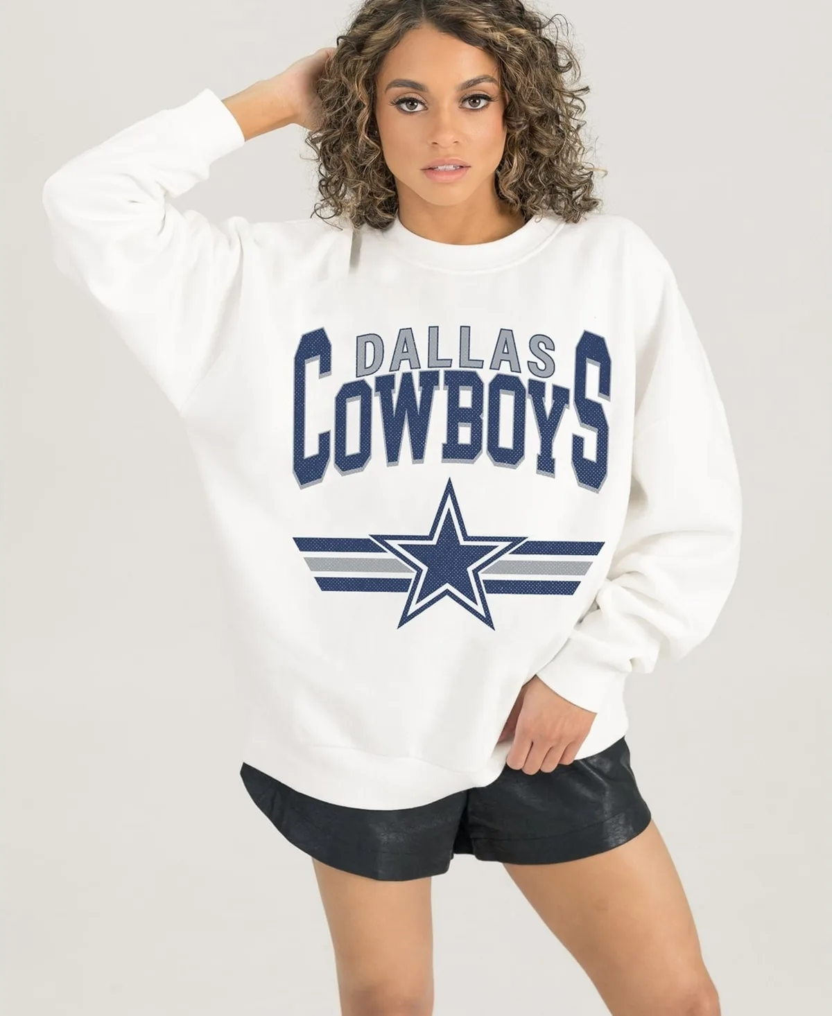 Dallas Cowboys Swift Strike Dropped-Shoulder Oversized Pullover Sweatshirt by Gameday Couture