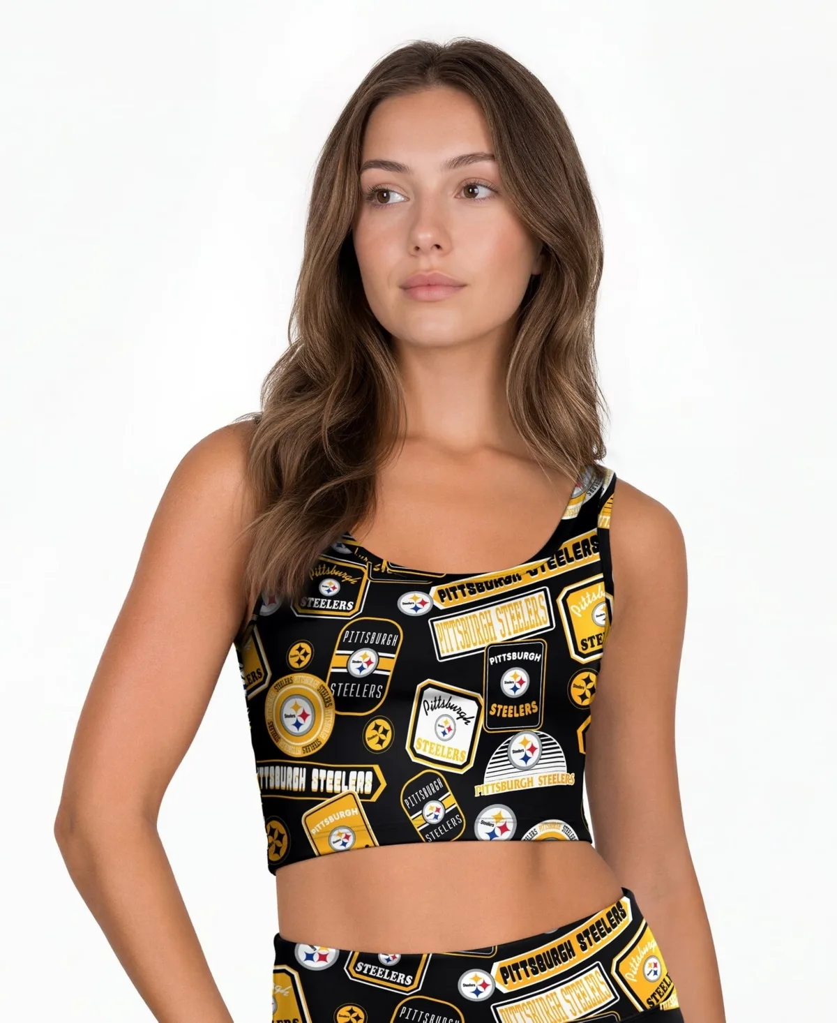 Pittsburgh Steelers Grady Allover-Print Wireless Bralette by Concepts Sport