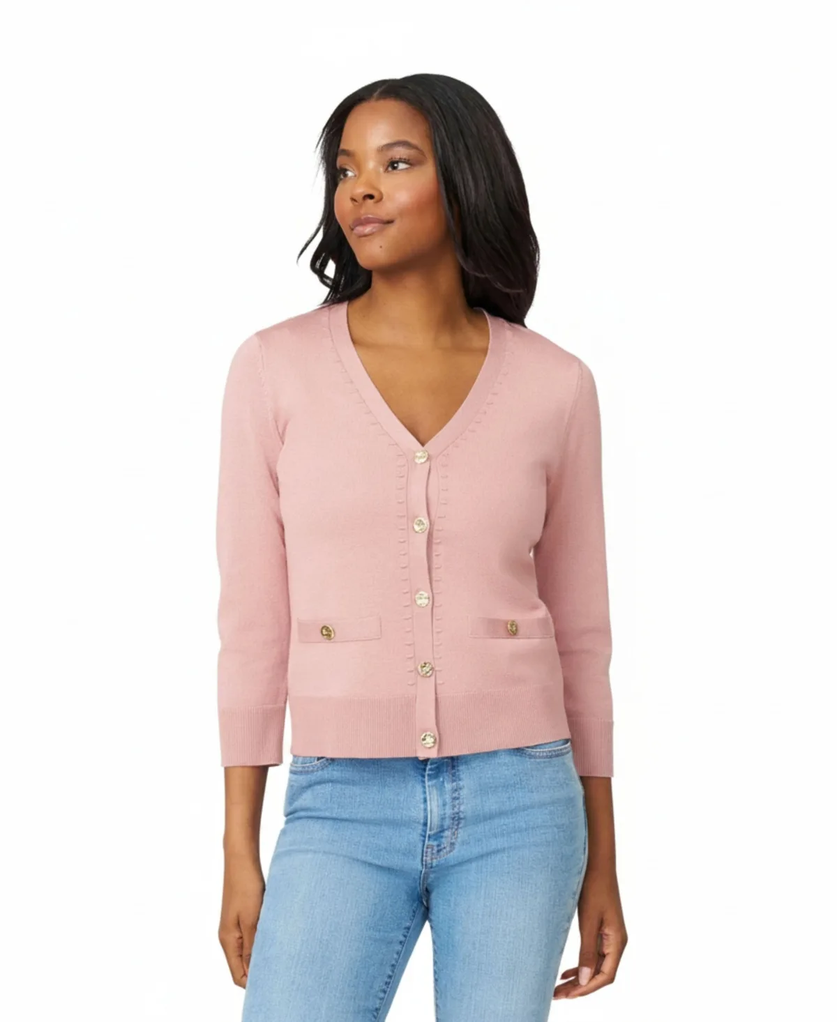 3/4-Sleeve V-Neck Classic Fit Cardigan by PAIGE