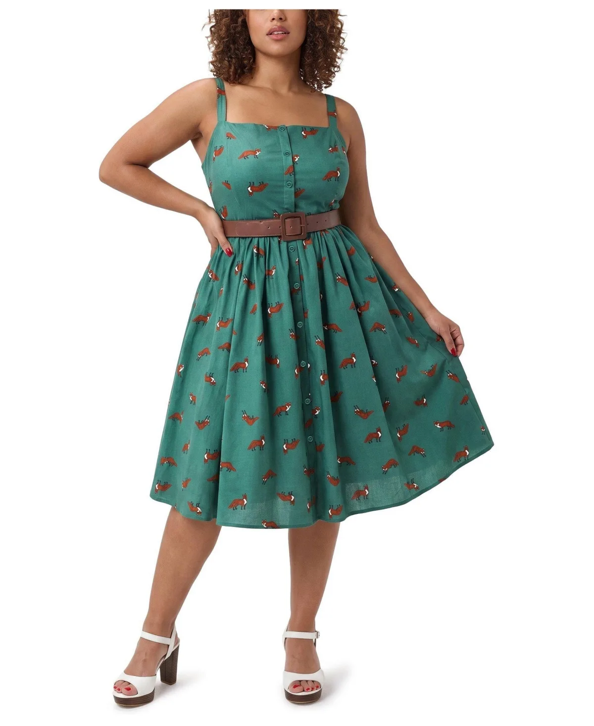 Retro Chic Animal-Print Square Neck Sleeveless Midi Dress by Torrid