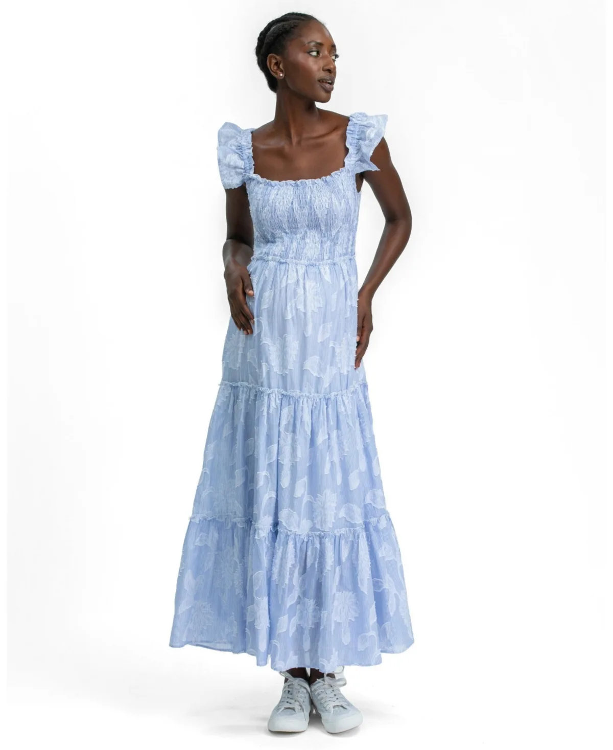 Cloe Sleeveless Smocked Tiered Maxi Dress by Pietro Brunelli Maternity