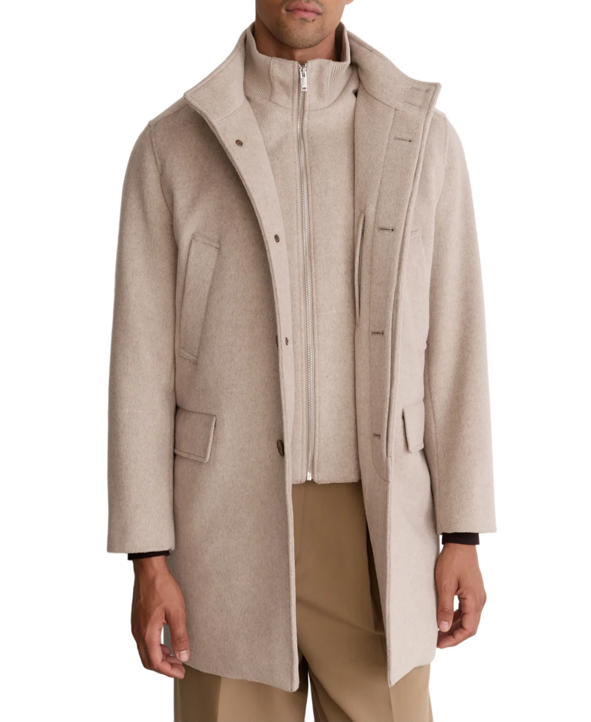Chelmsford Merino Wool Funnel-Neck Slim-Fit Wide-Rib Coat by Reiss