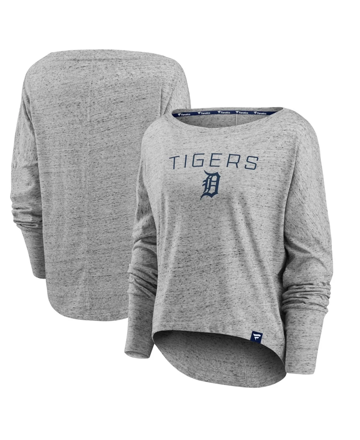 Detroit Tigers Nostalgia Long-Sleeve Boat-Neck French Terry T-Shirt by Fanatics