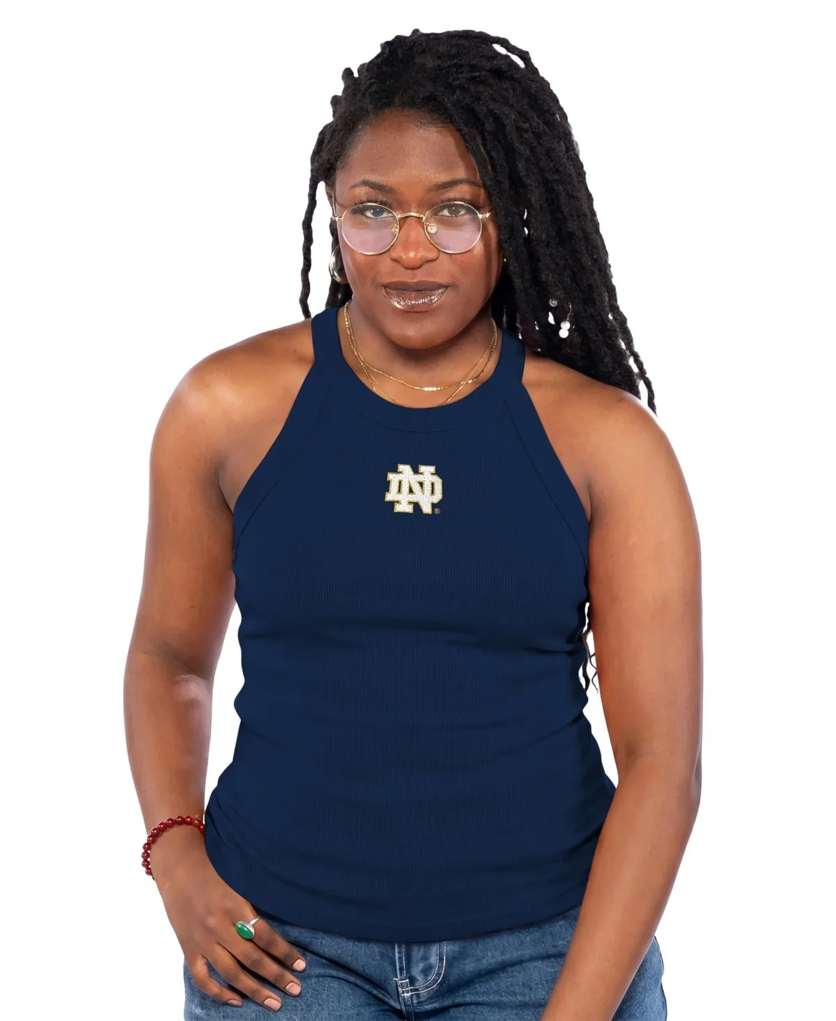 Notre Dame Fighting Irish Tri-Blend Racerback Ribbed Tank Top by Zoozatz