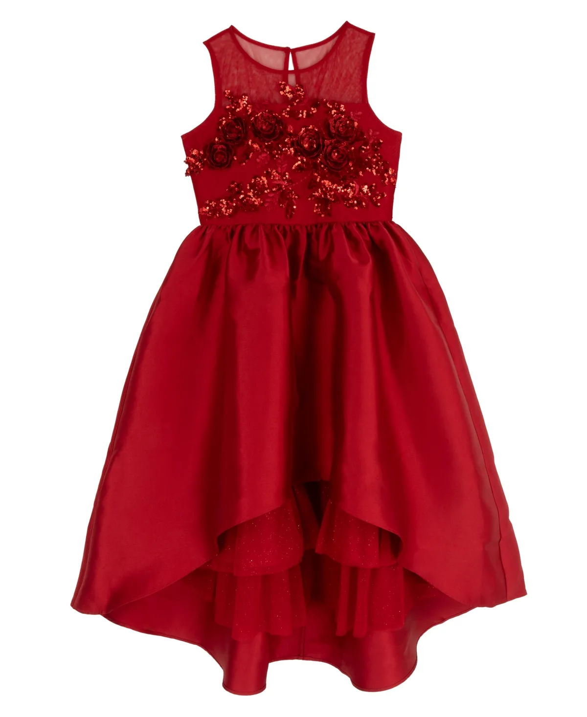 Hi-Low Sequin-Embellished Fit & Flare Dress by Rare Editions