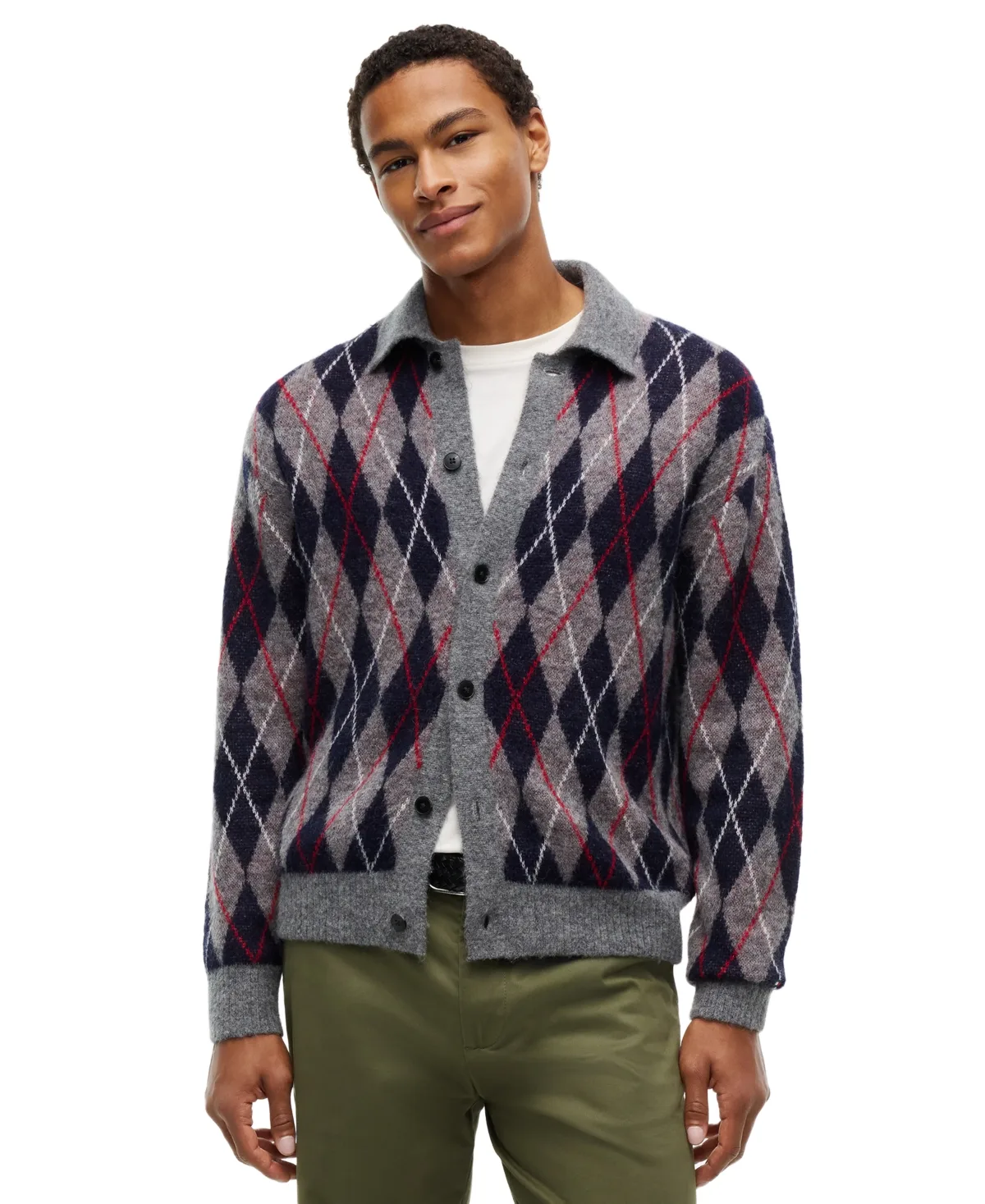 Argyle Alpaca-Blend Collared Cardigan by Tommy Hilfiger