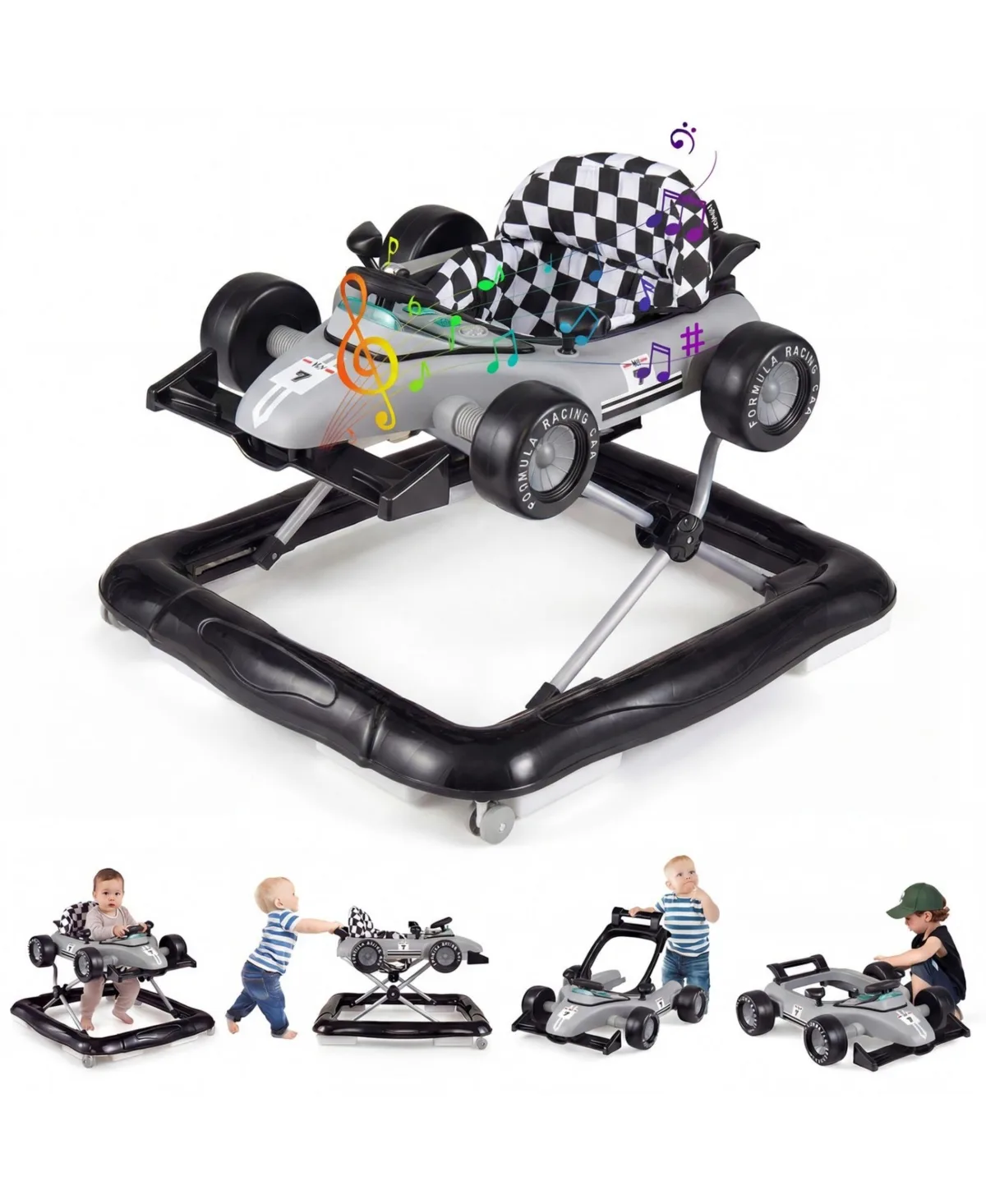 4-In-1 Push Activity Center Height-Adjustable Detachable Music Box Walker by Sugift
