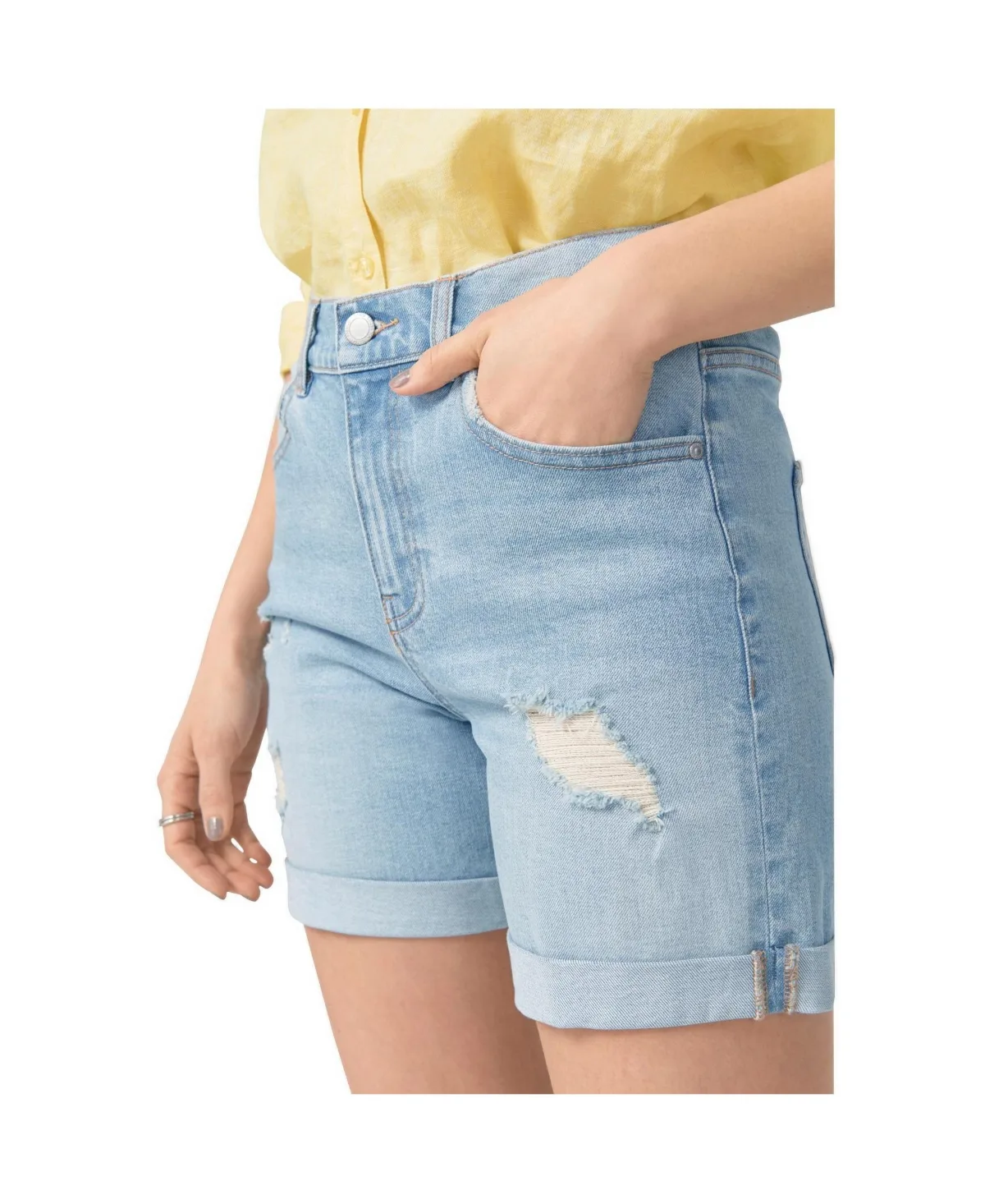 Mid-Rise Stretch 5-Pocket Relaxed Fit Boyfriend Jean Shorts by Ellos