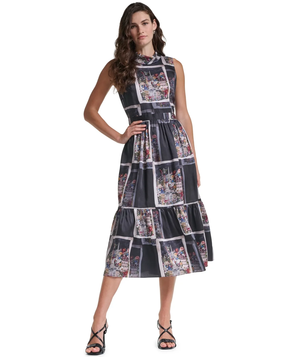 Printed Flounce-Hem A-Line Midi Dress by Karl Lagerfeld