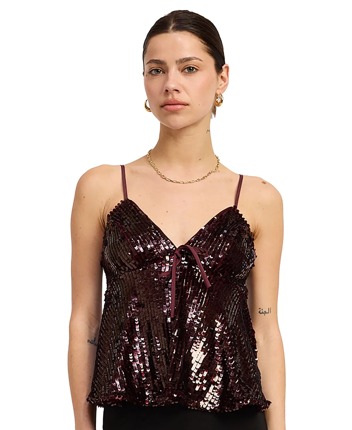 Sasha Sequin Tie-Front Camisole by En Saison