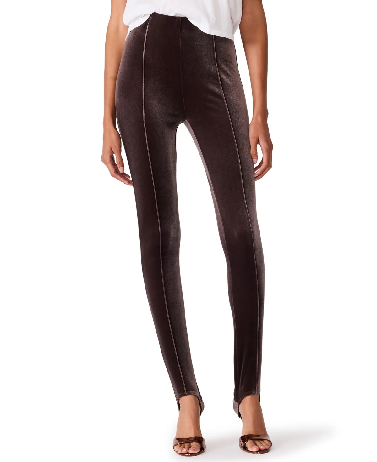 Sandrine Stirrup High-Waisted Velvet Leggings by Steve Madden