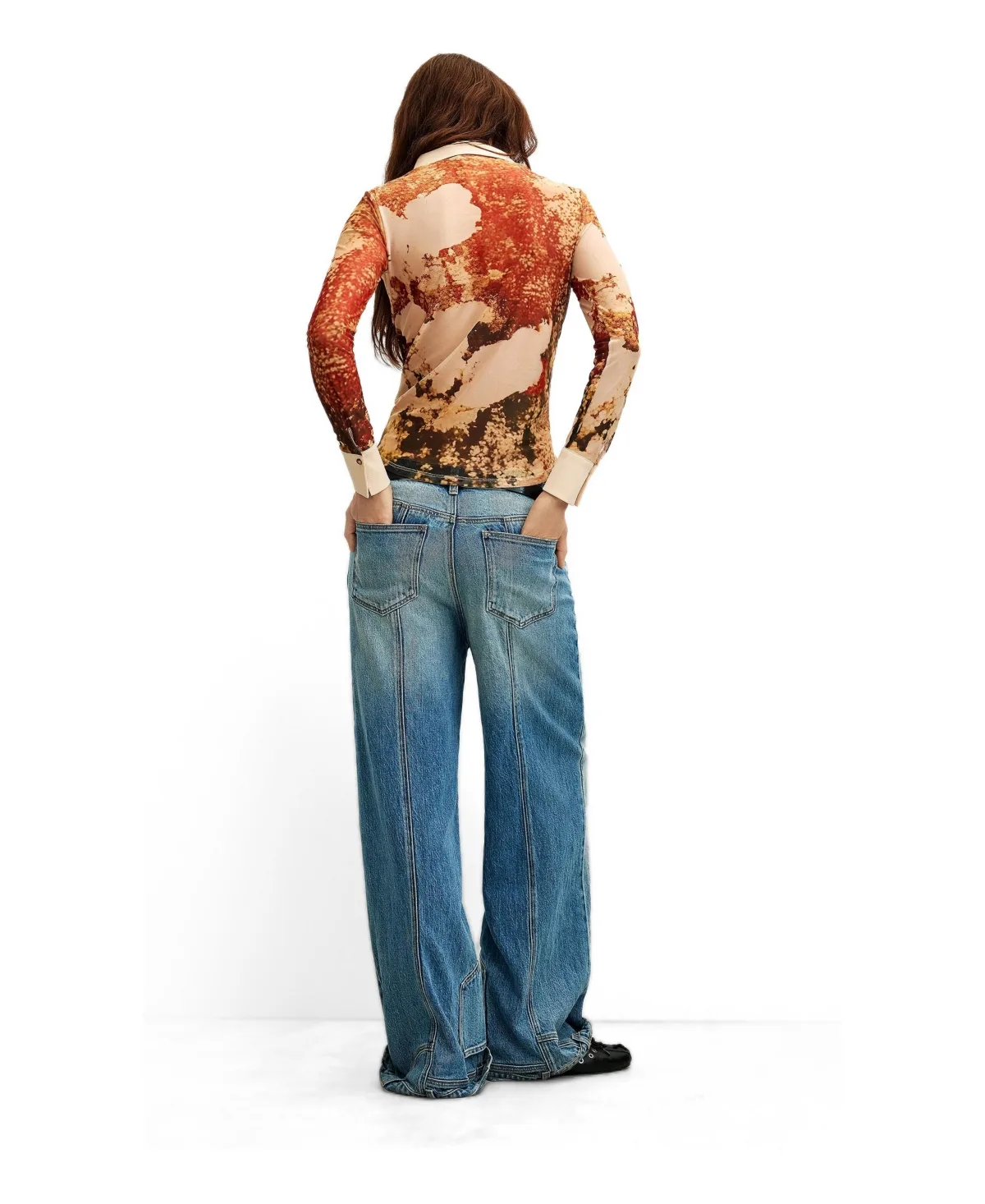 Long-Sleeve Printed Collared Shirt by Desigual