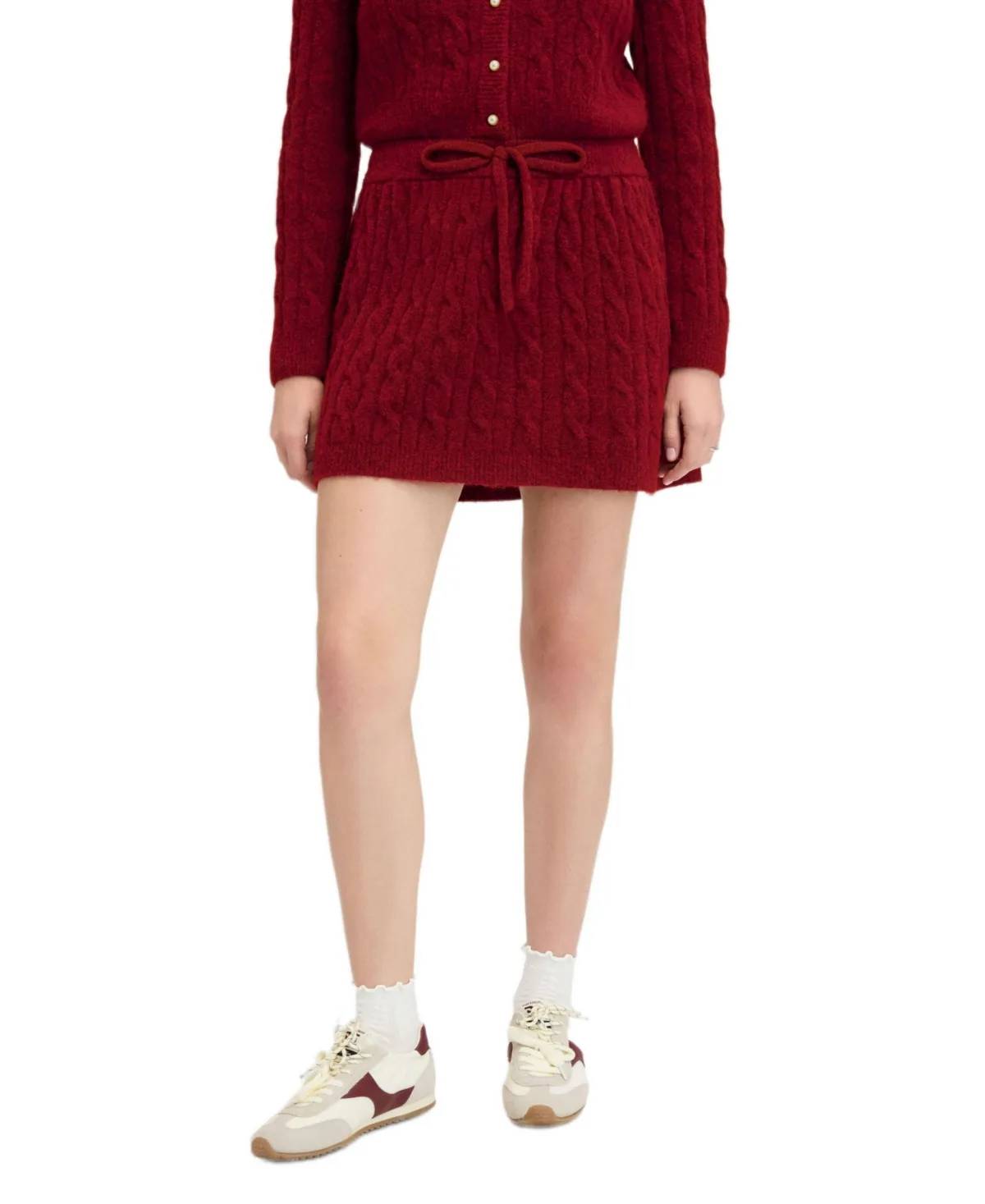 Pull-On Cable-Knit Mini Skirt by Sam Edelman