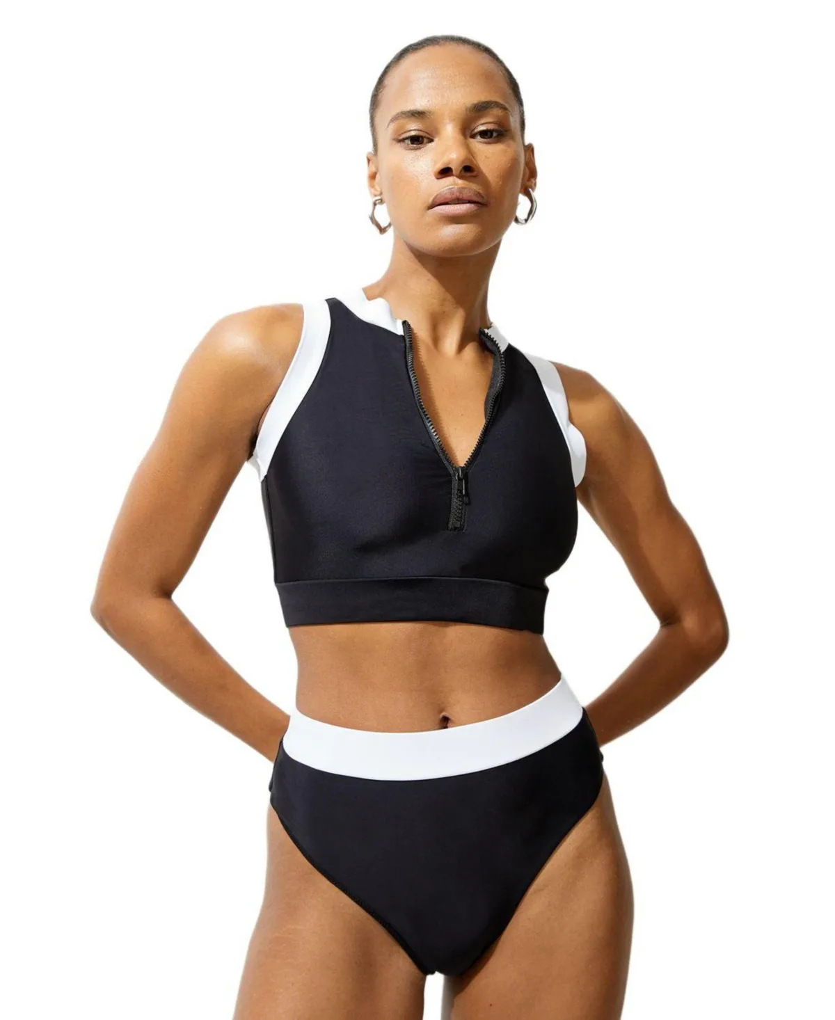High Waist High Cut Bikini Bottoms by Karen Millen