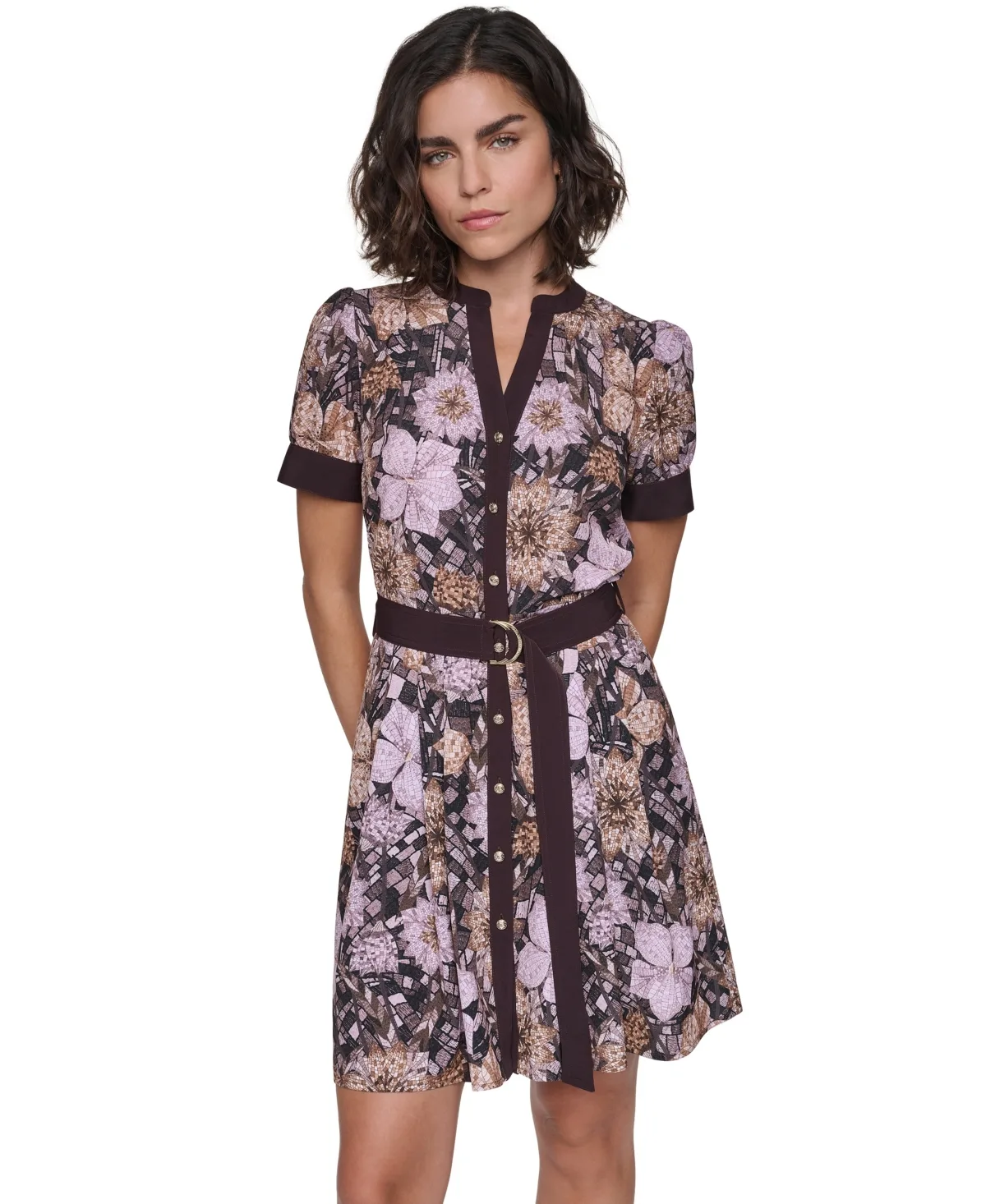 Short Sleeve Floral-Print Blouse by Karl Lagerfeld