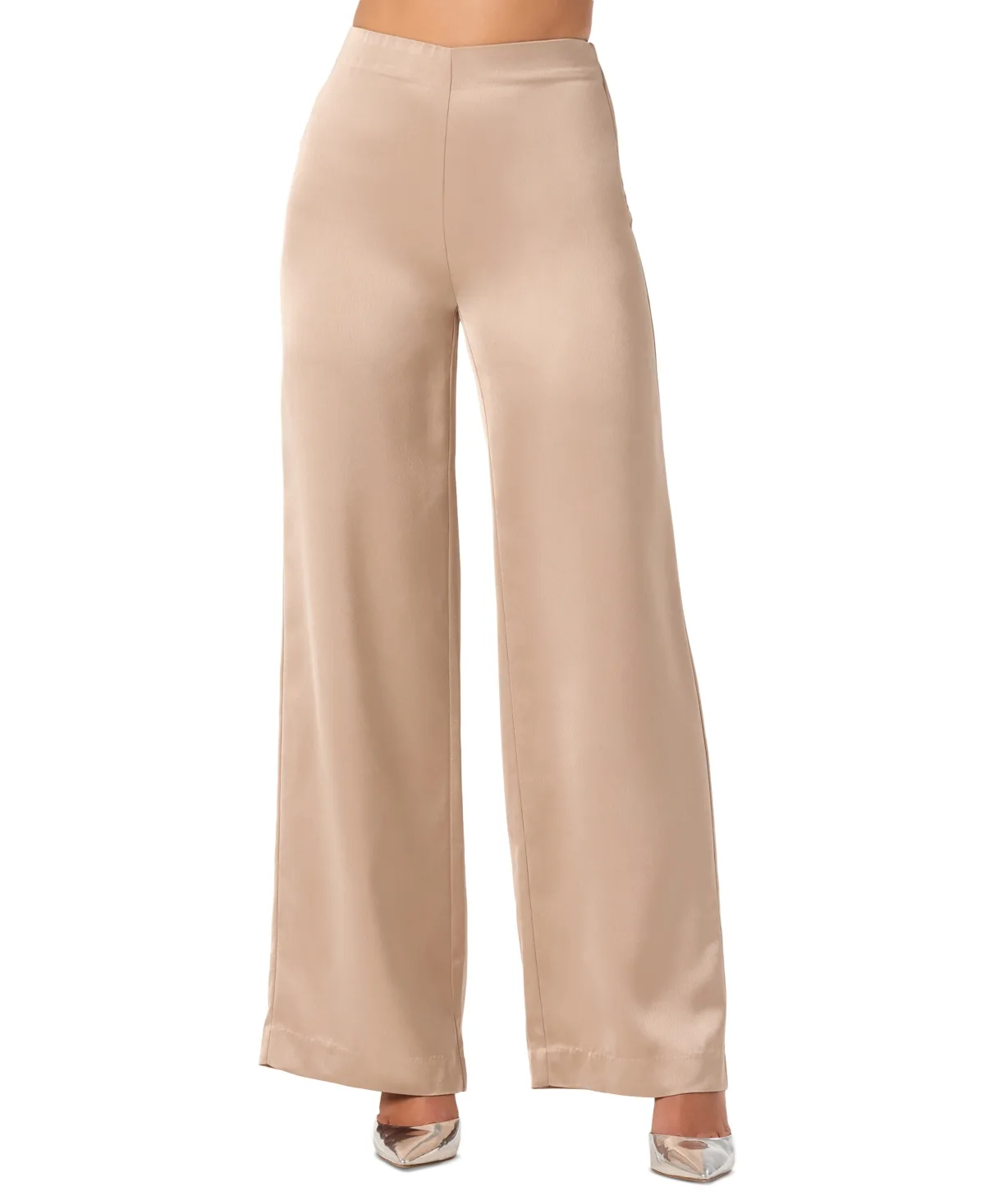Ivana High-Waisted Wide-Leg Satin Pants by ASTR