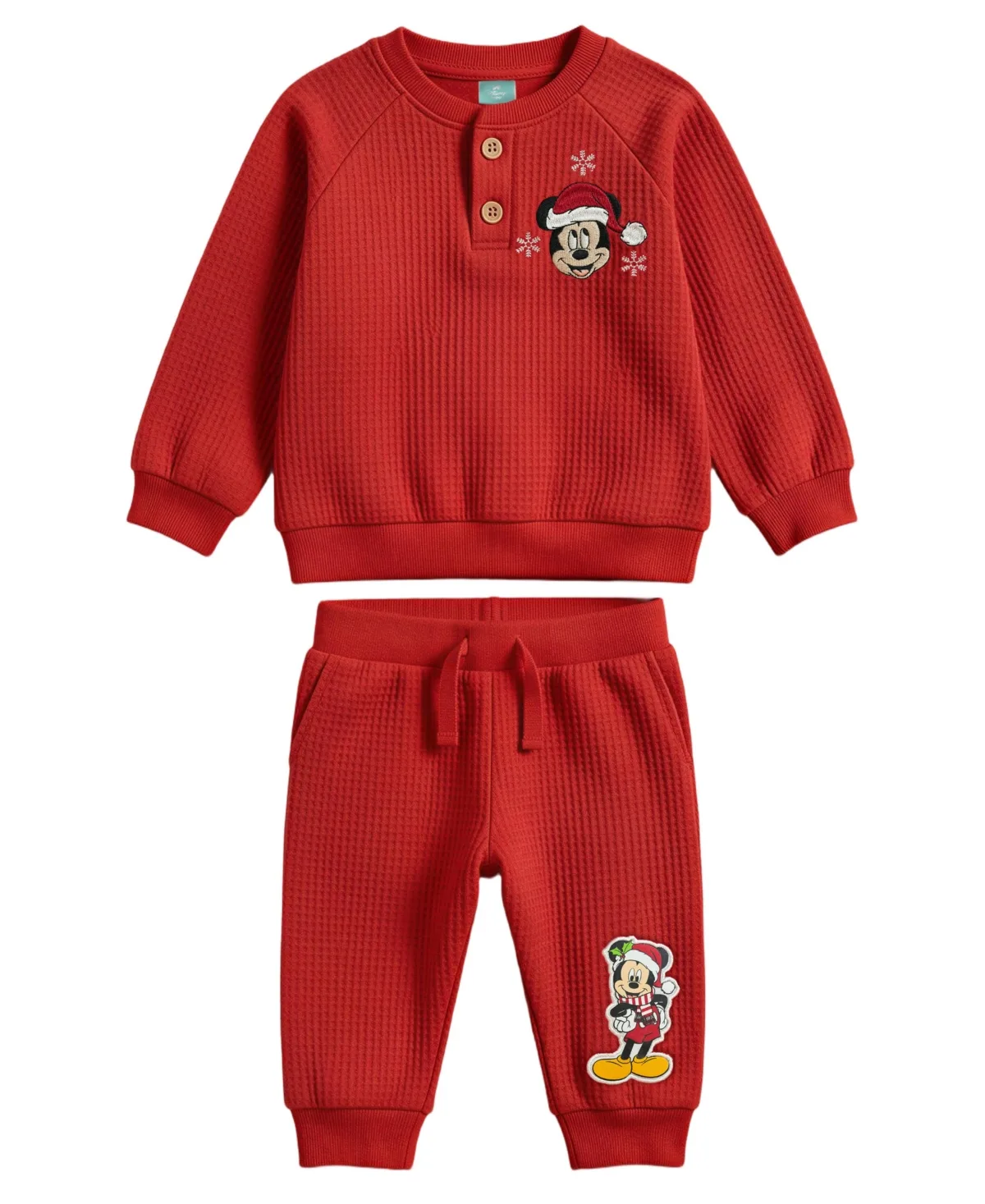 Mickey Mouse Christmas Waffle Knit Long-Sleeve Top and Joggers, 2-Piece Set by Disney