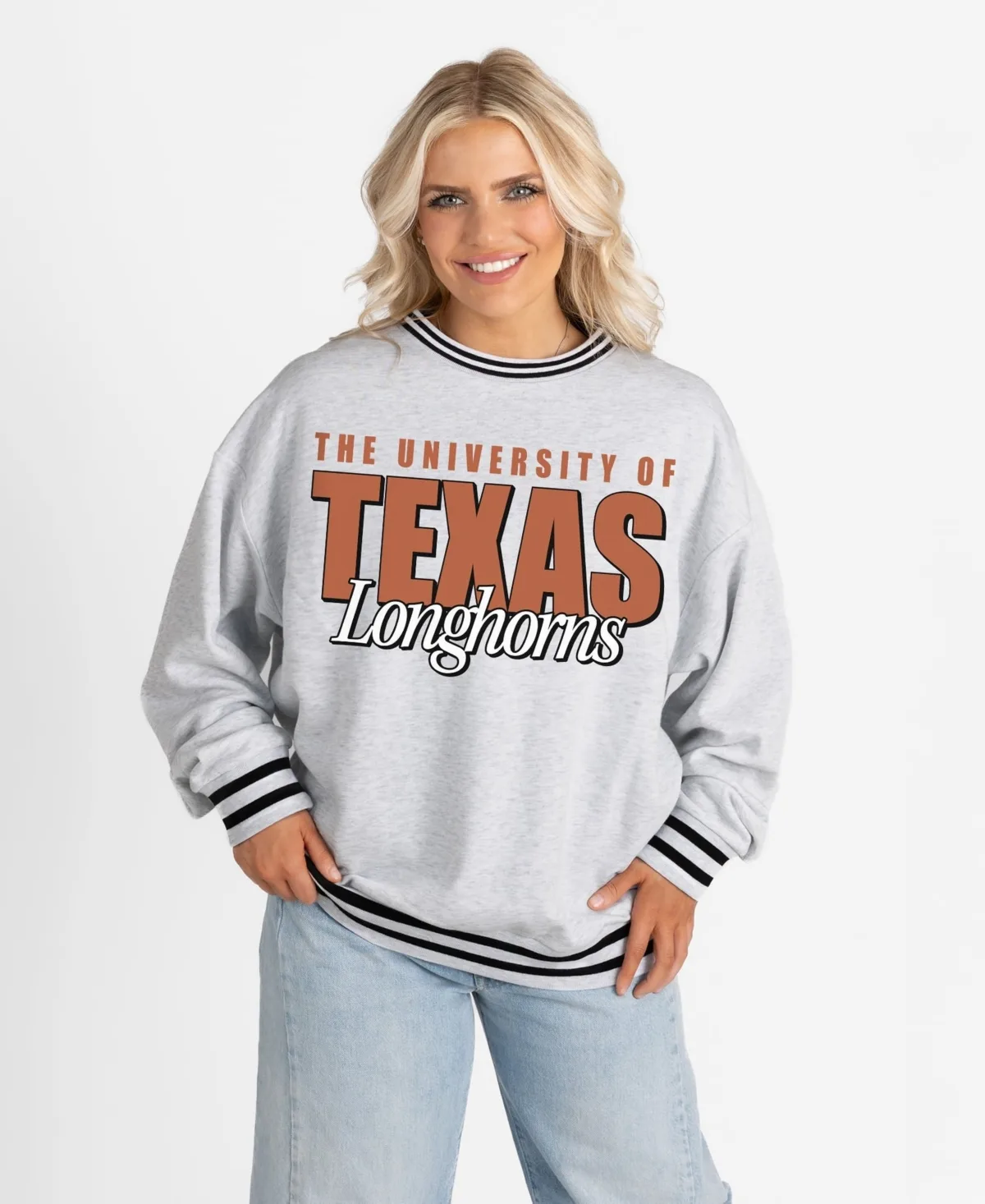 Texas Longhorns Showdown Oversized Ringer Stripe Sweatshirt by Gameday Couture