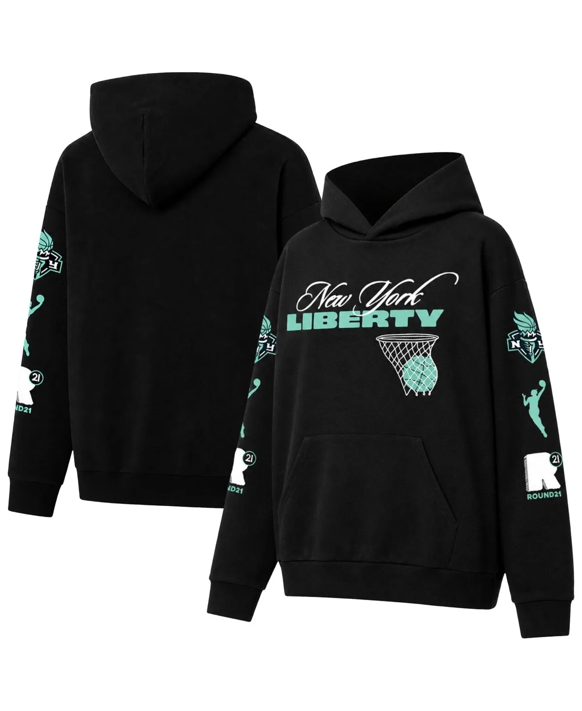 New York Liberty Swish Graphic Fleece-Lined Cotton-Blend Hoodie