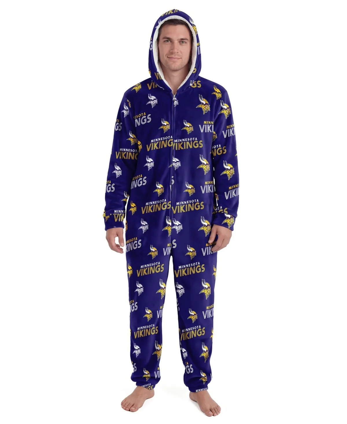 Minnesota Vikings Sidekick Full-Zip Sherpa-Lined Hood Union Suit by Concepts Sport