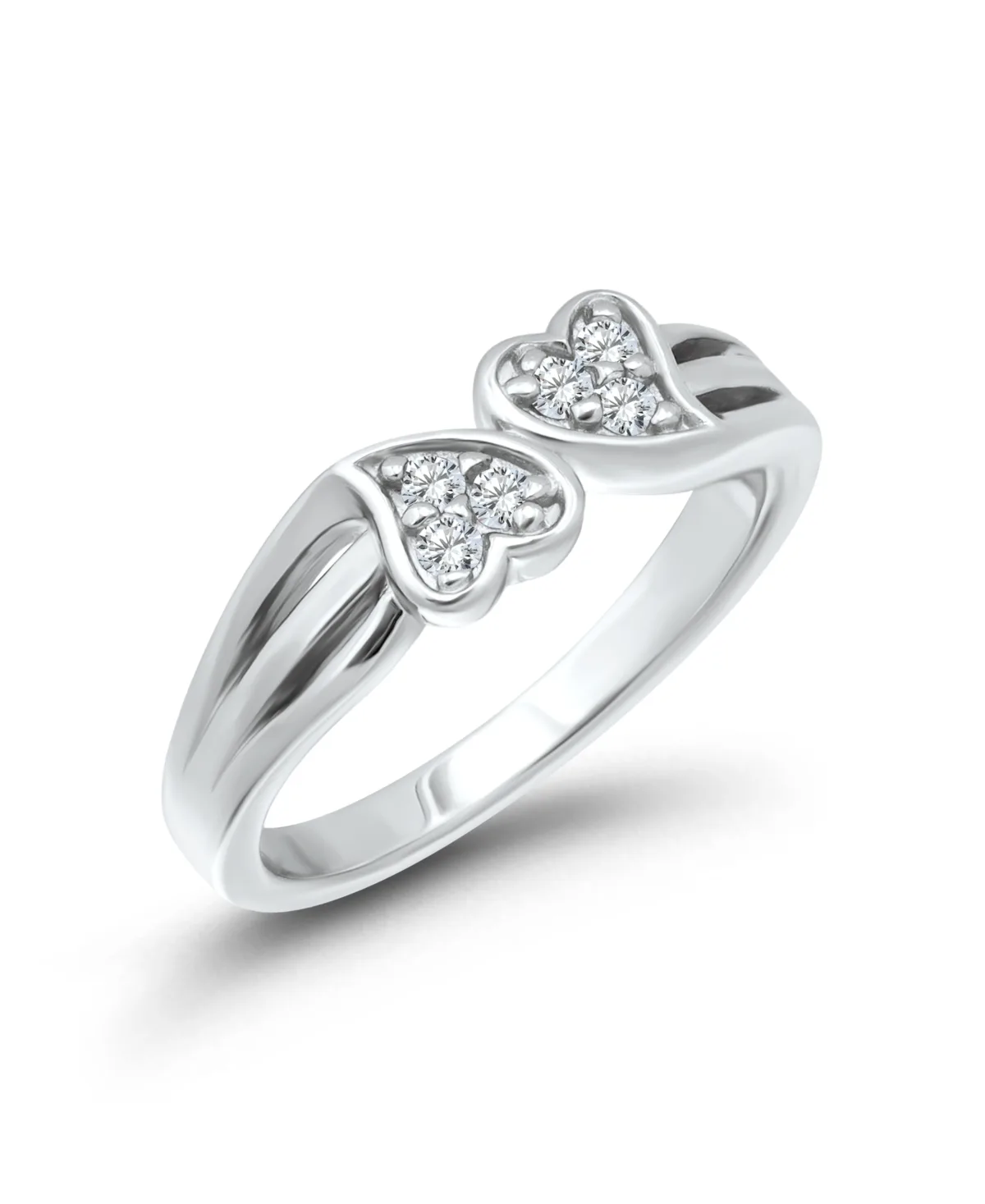 Cubic Zirconia Silver-Tone Double Heart Ring by Macy's
