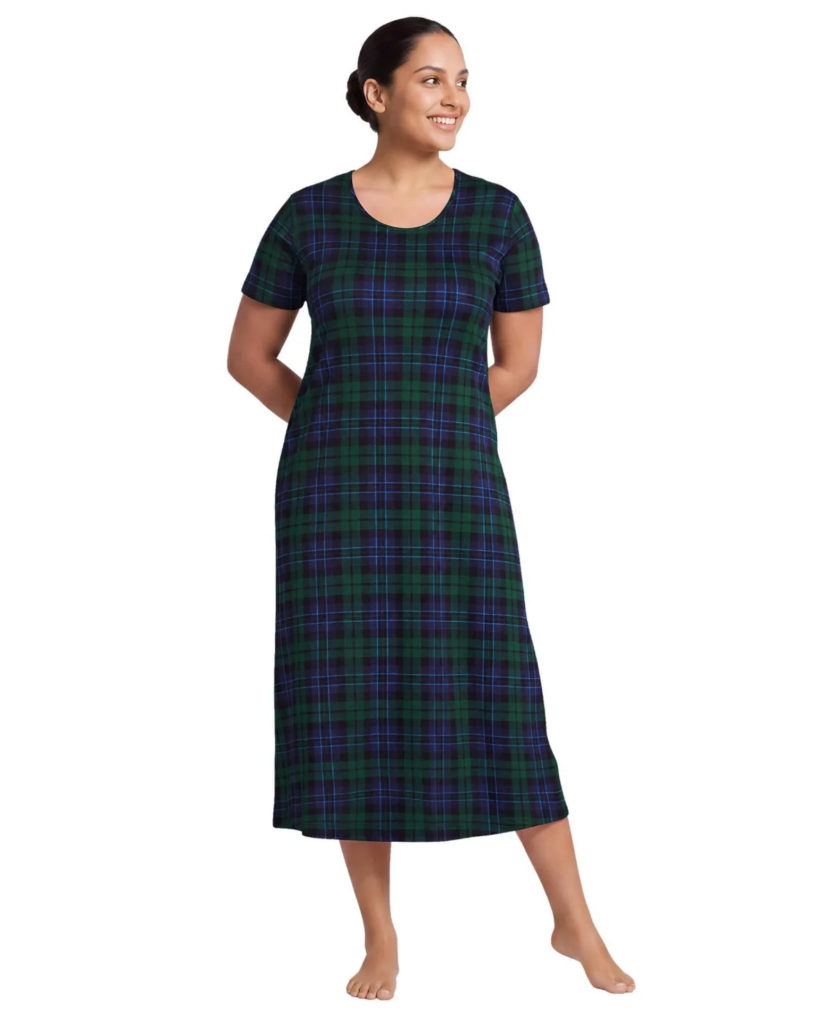 Cotton Short Sleeve Midcalf Nightgown by Lands' End