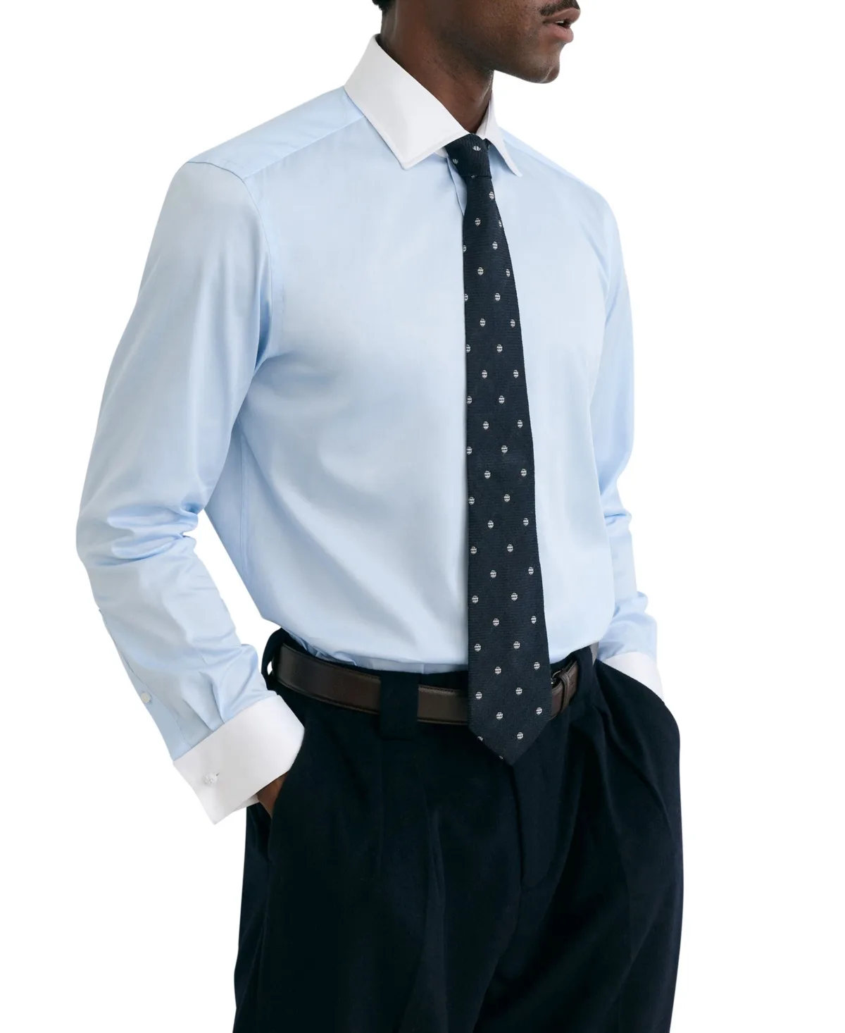 Wells Spread Collar French Cuff Poplin Dress Shirt by Reiss
