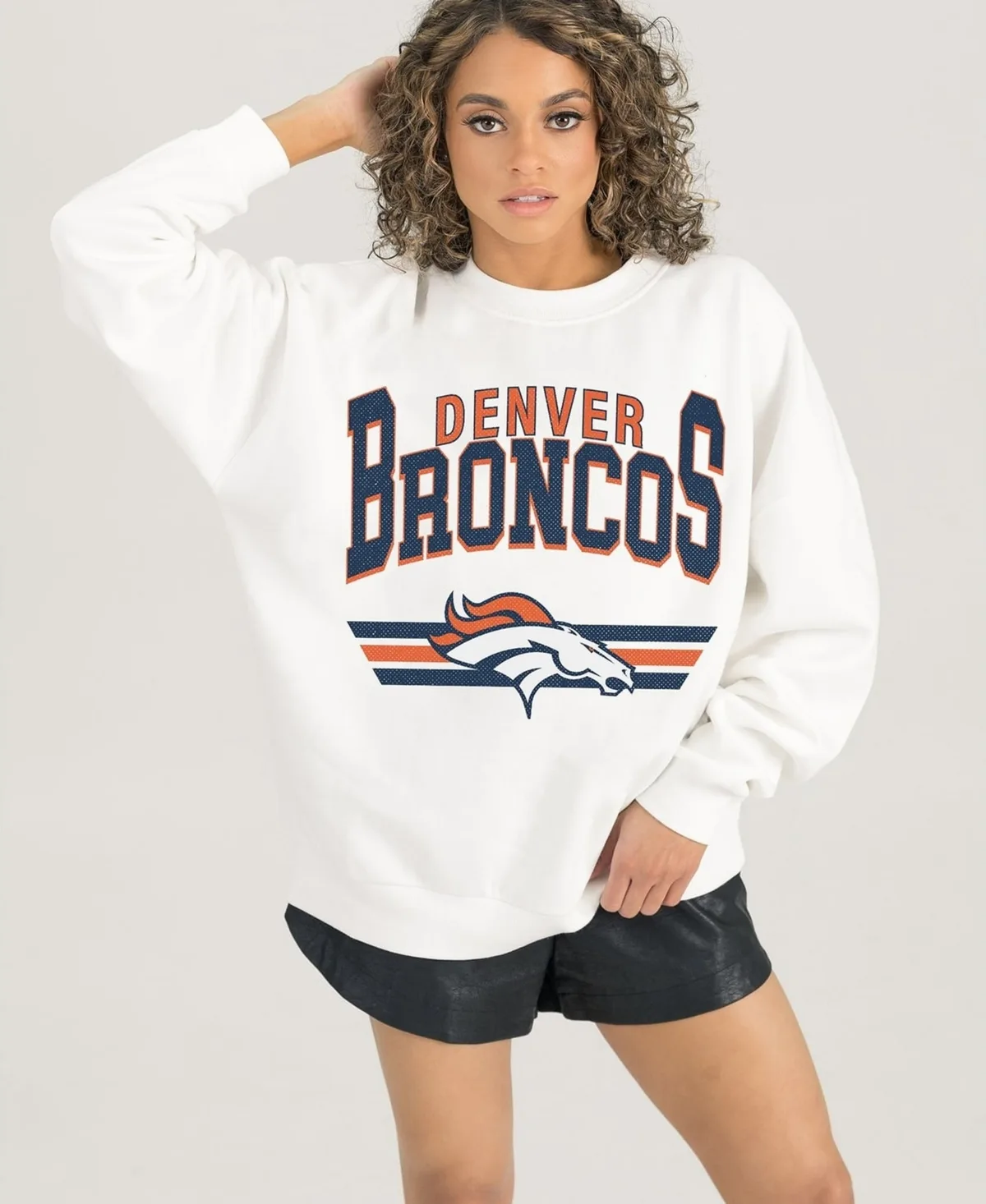 Swift Strike Denver Broncos Oversized Fleece Sweatshirt by Gameday Couture