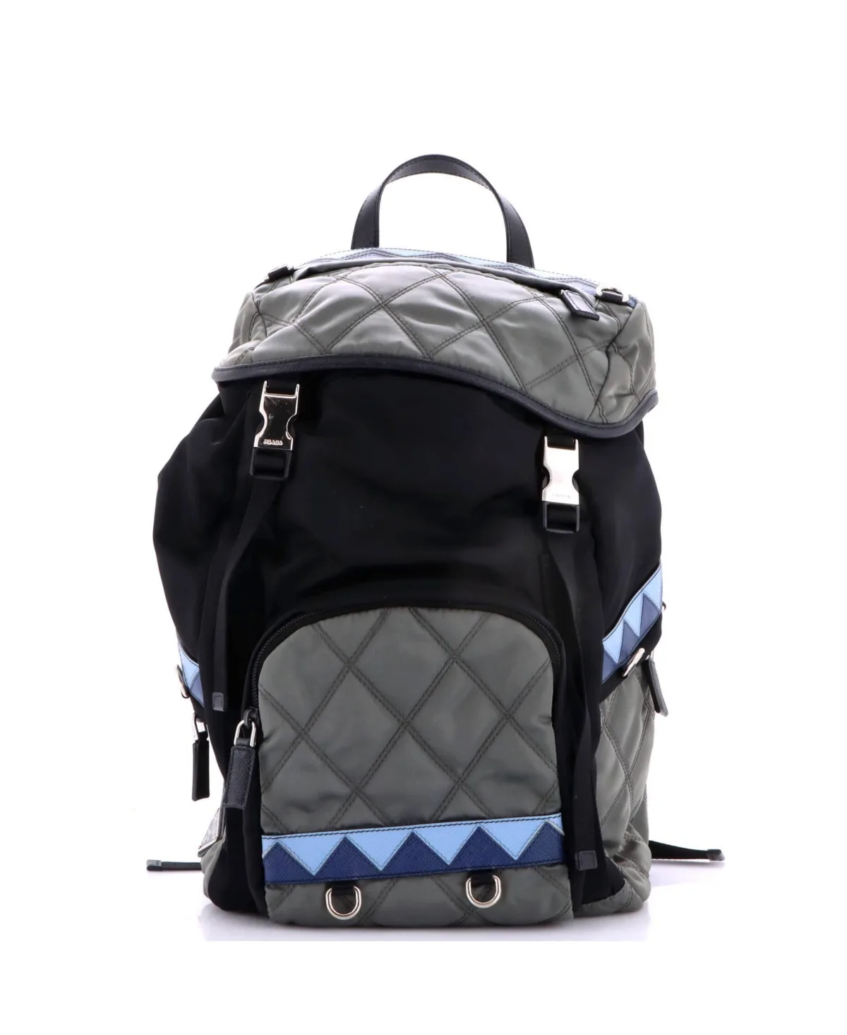 Pre-Owned Prada Large Camouflage Backpack Quilted Tessuto with Saffiano by Prada