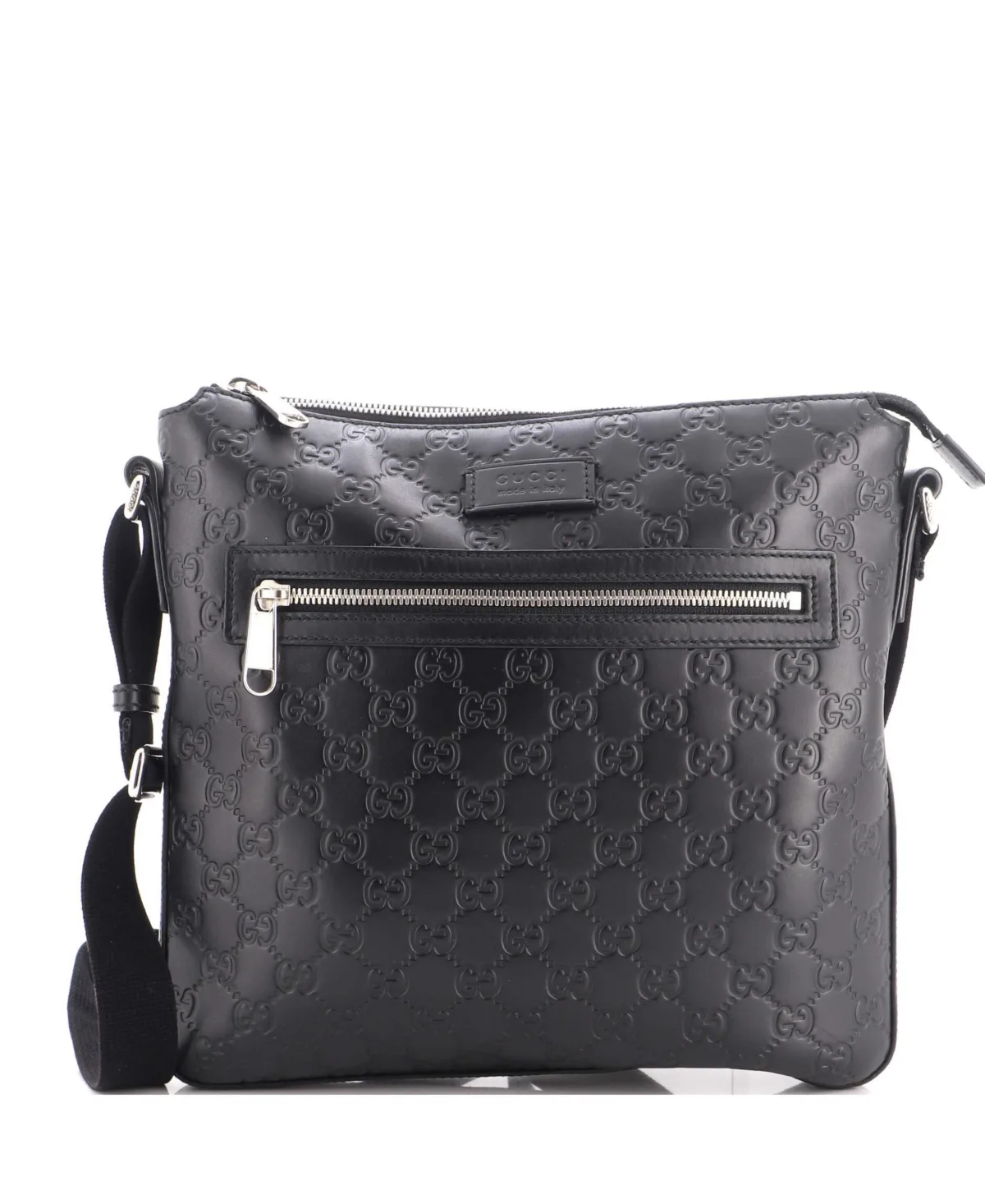 Pre-Owned Gucci Medium Signature Zip Messenger Bag Guccissima Leather by Gucci