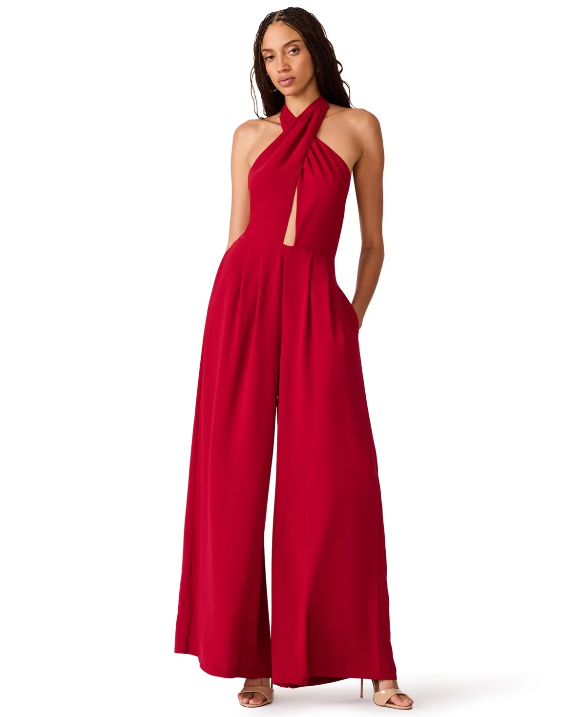 Aiyana Halter Wide-Leg Sleeveless Jumpsuit