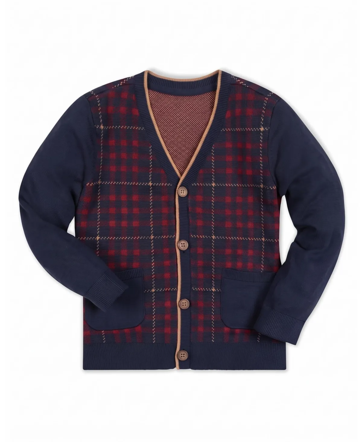Organic Cotton Plaid V-Neck Cardigan by Hope & Henry