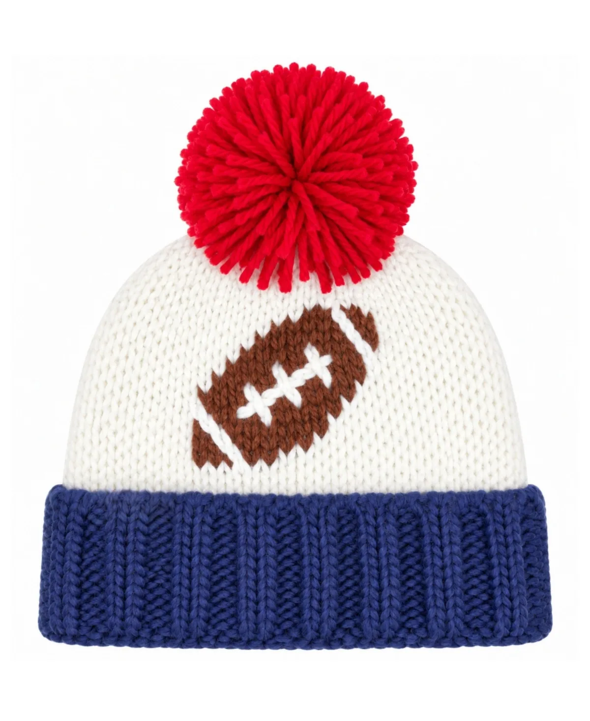 Football Bobble Chunky-Knit Pom-Pom Beanie by Bits & Bows