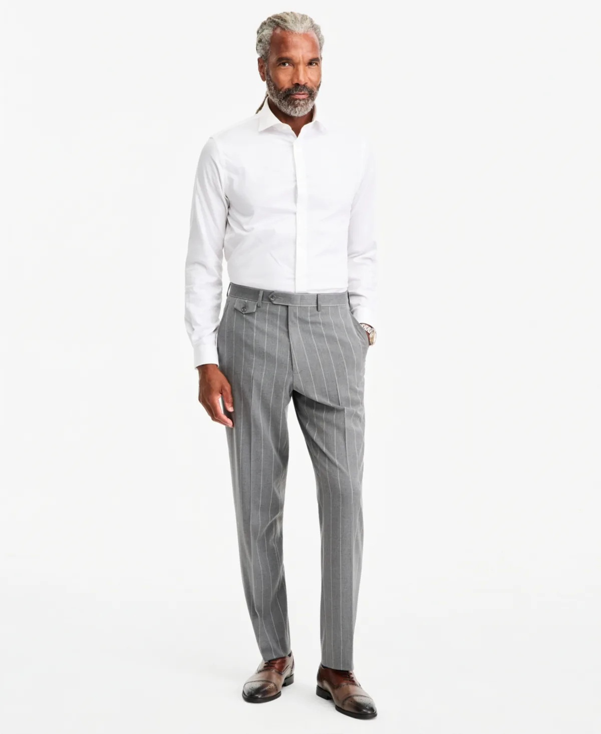 Classic-Fit Pinstripe Suit Separate Pants by Tayion Collection