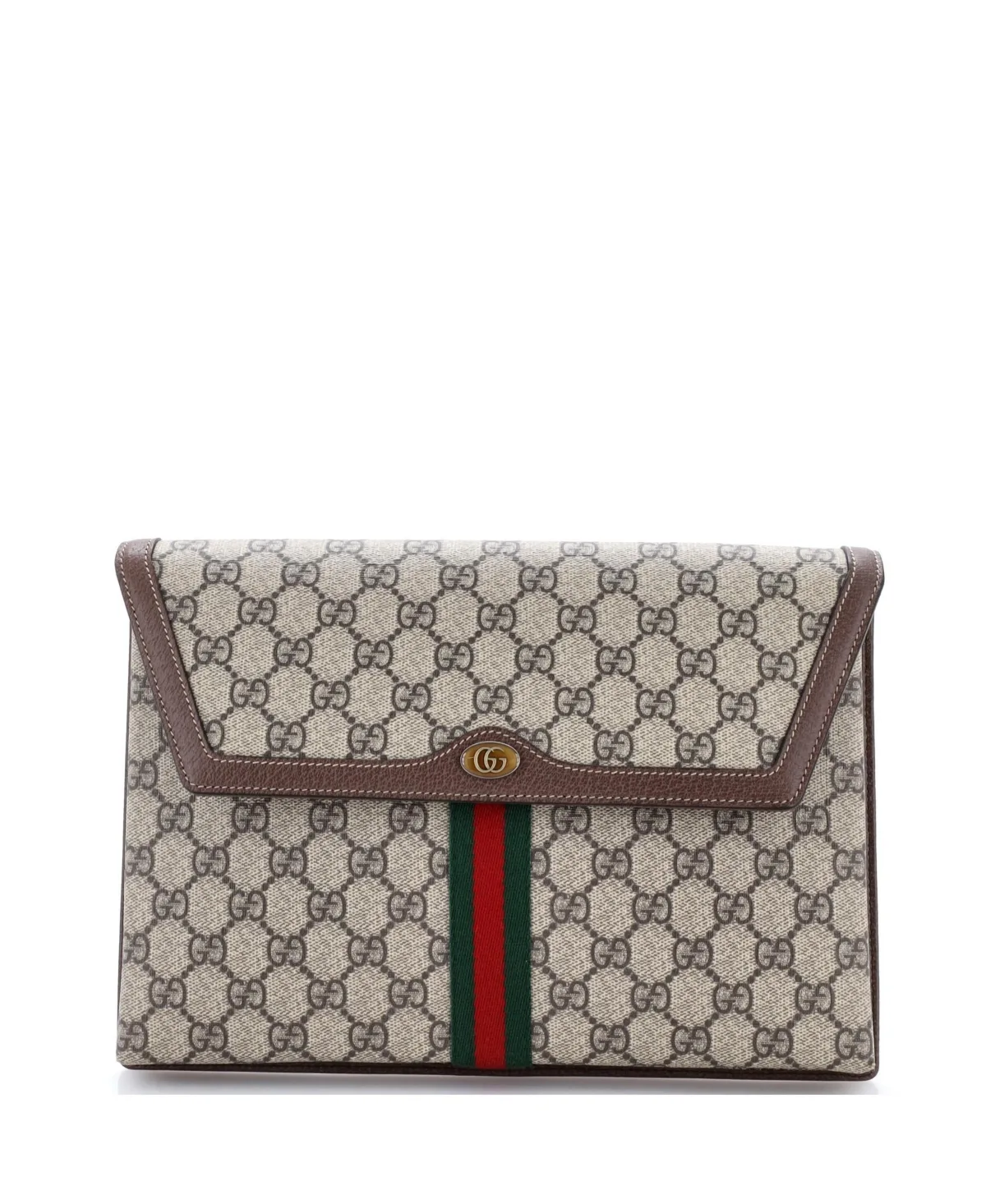 Pre-Owned Large Ophidia Flap Clutch Gg Coated Canvas