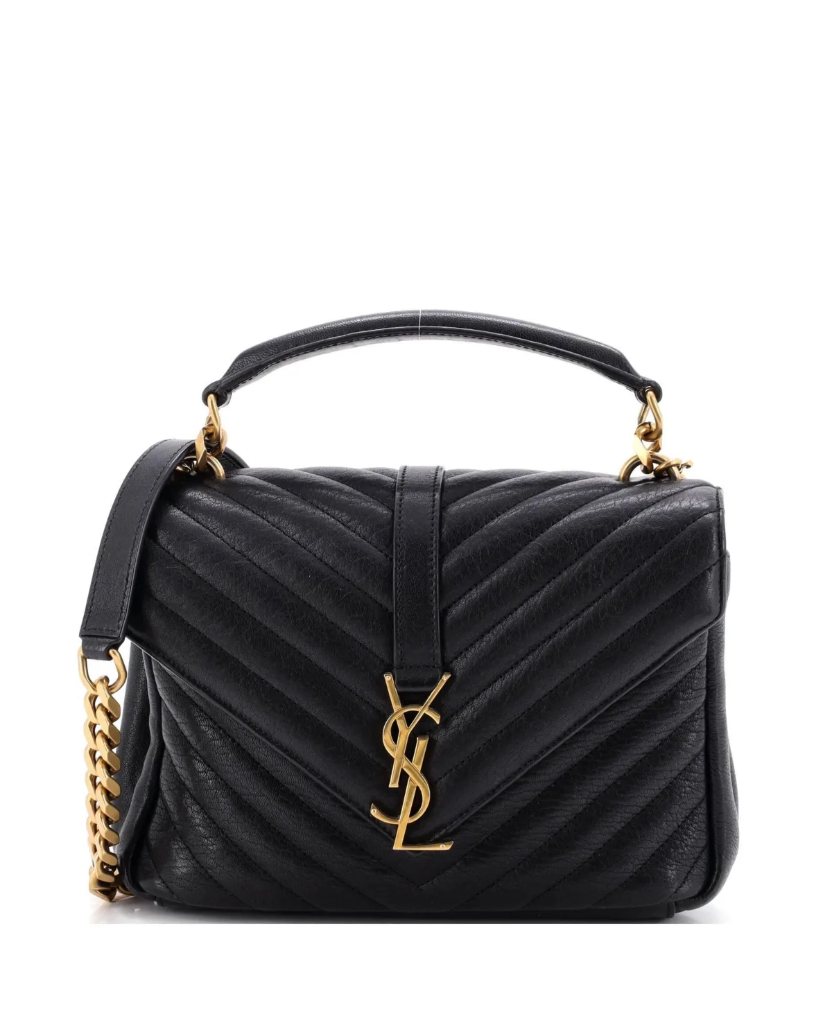 Pre-Owned Medium Classic Monogram College Bag Matelasse Chevron Leather by Saint Laurent