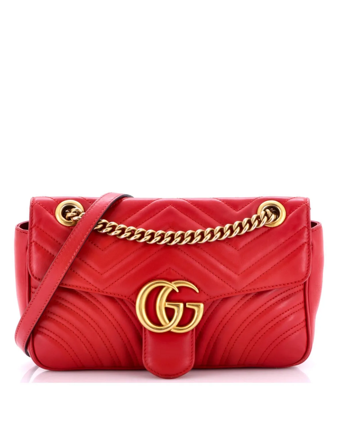 Pre-Owned Gucci Medium Gg Marmont Flap Bag Matelasse Leather