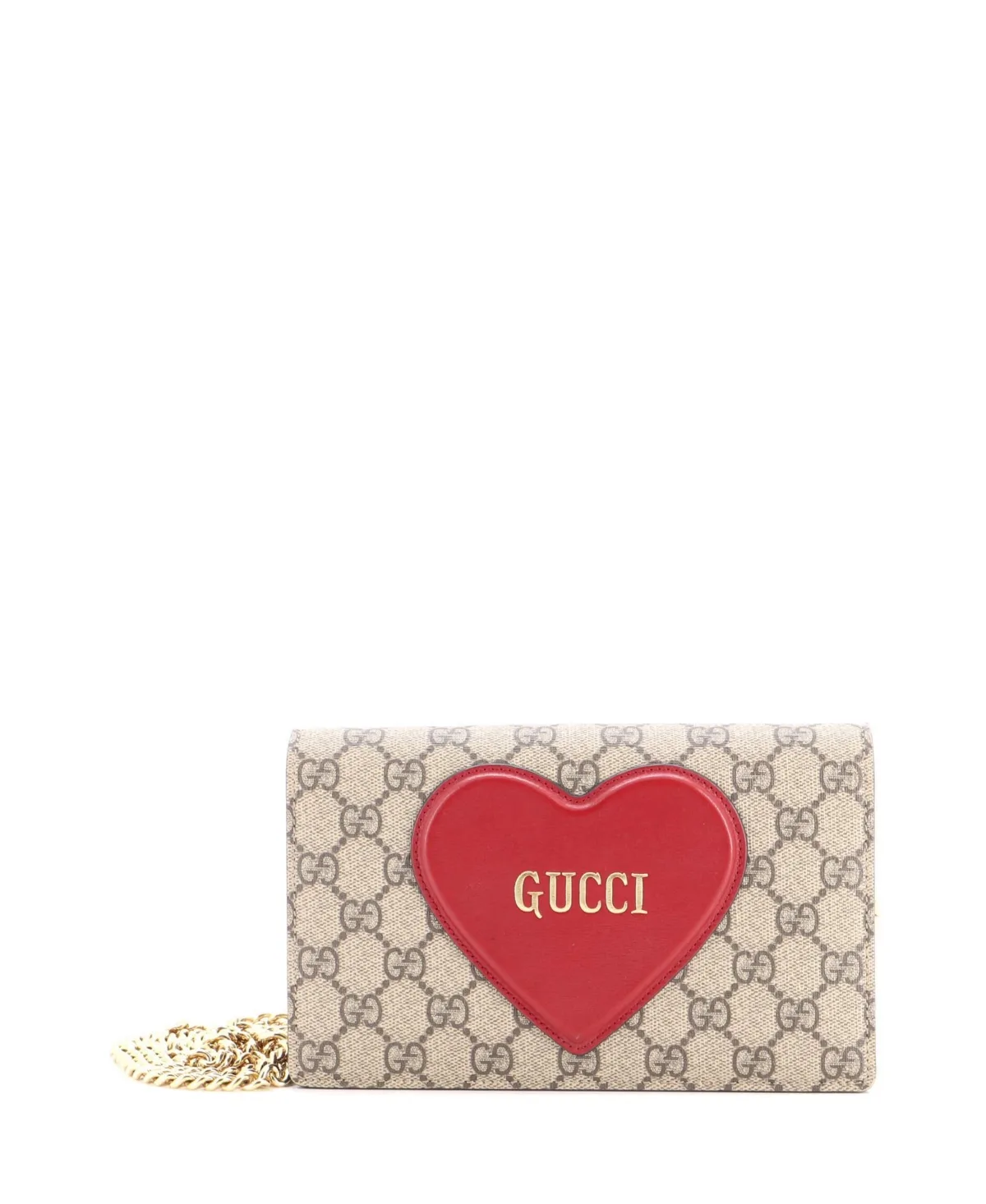 Pre-Owned Logo Heart Chain Wallet Gg Coated Canvas