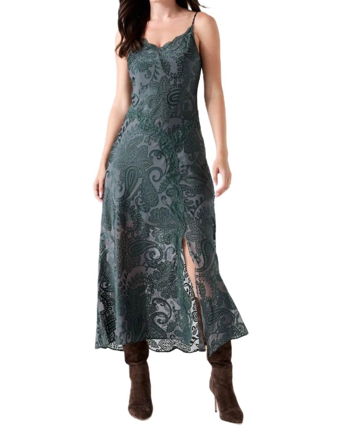Vivian V-Neck Paisley Lace Dress by GUESS