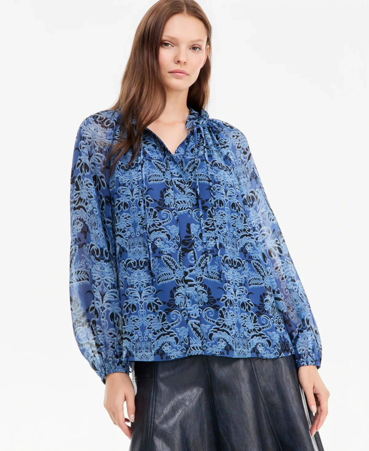 Yale Sheer Chiffon Long-Sleeve Blouse by Kobi Halperin