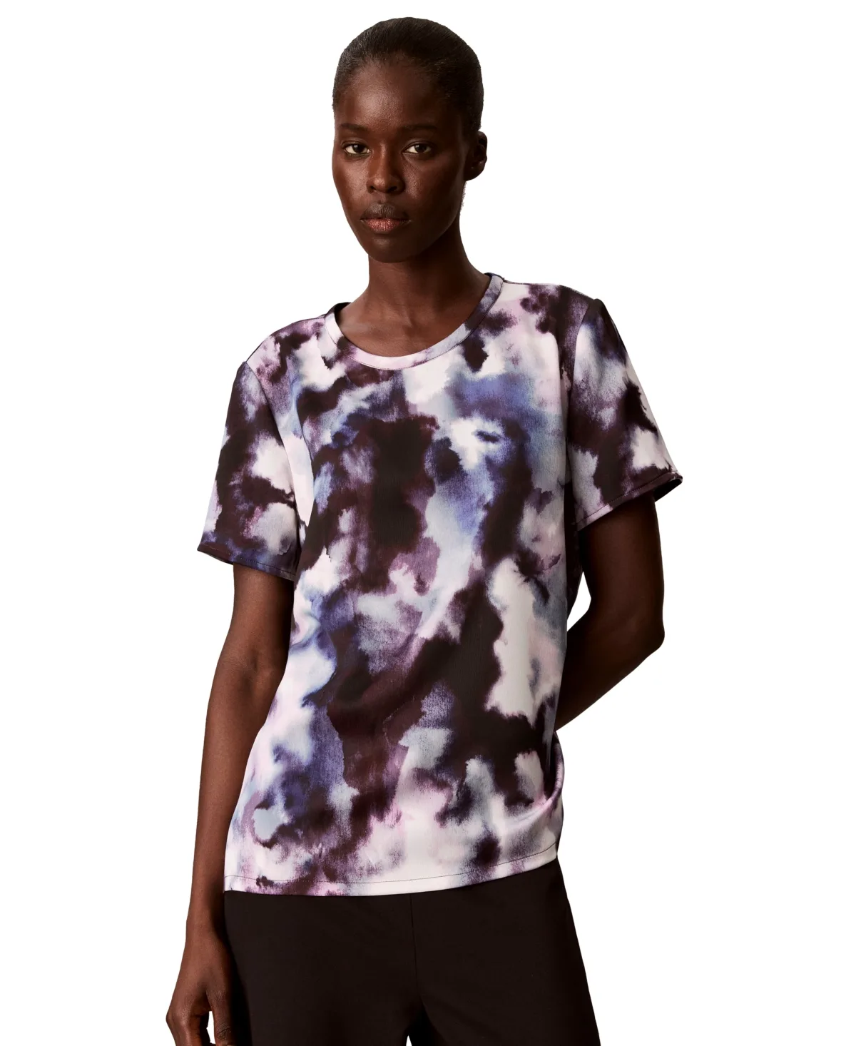 Satin Allover-Print T-Shirt by Calvin Klein