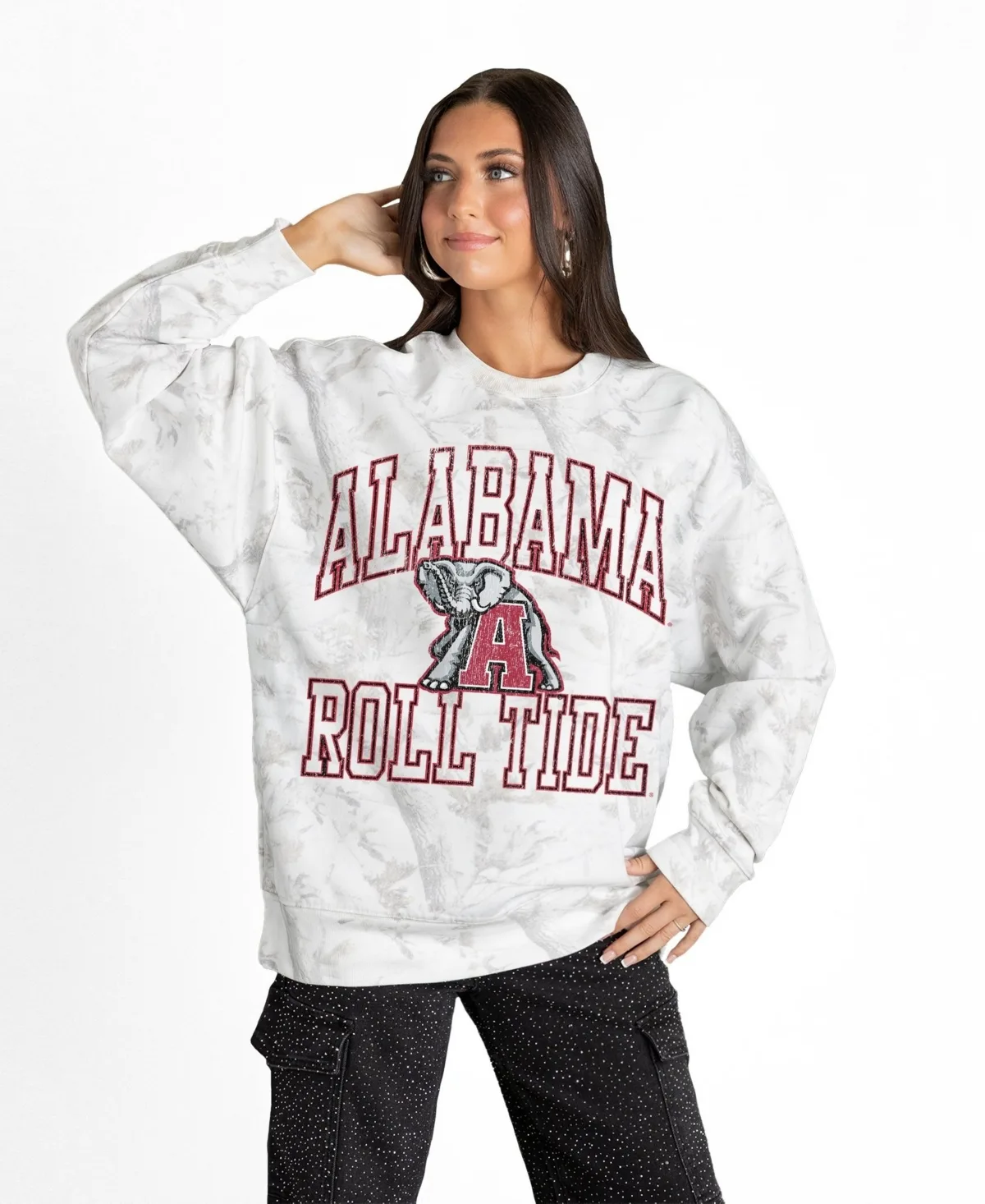 Alabama Crimson Tide Whiteout Camo Oversized Sweatshirt by Gameday Couture