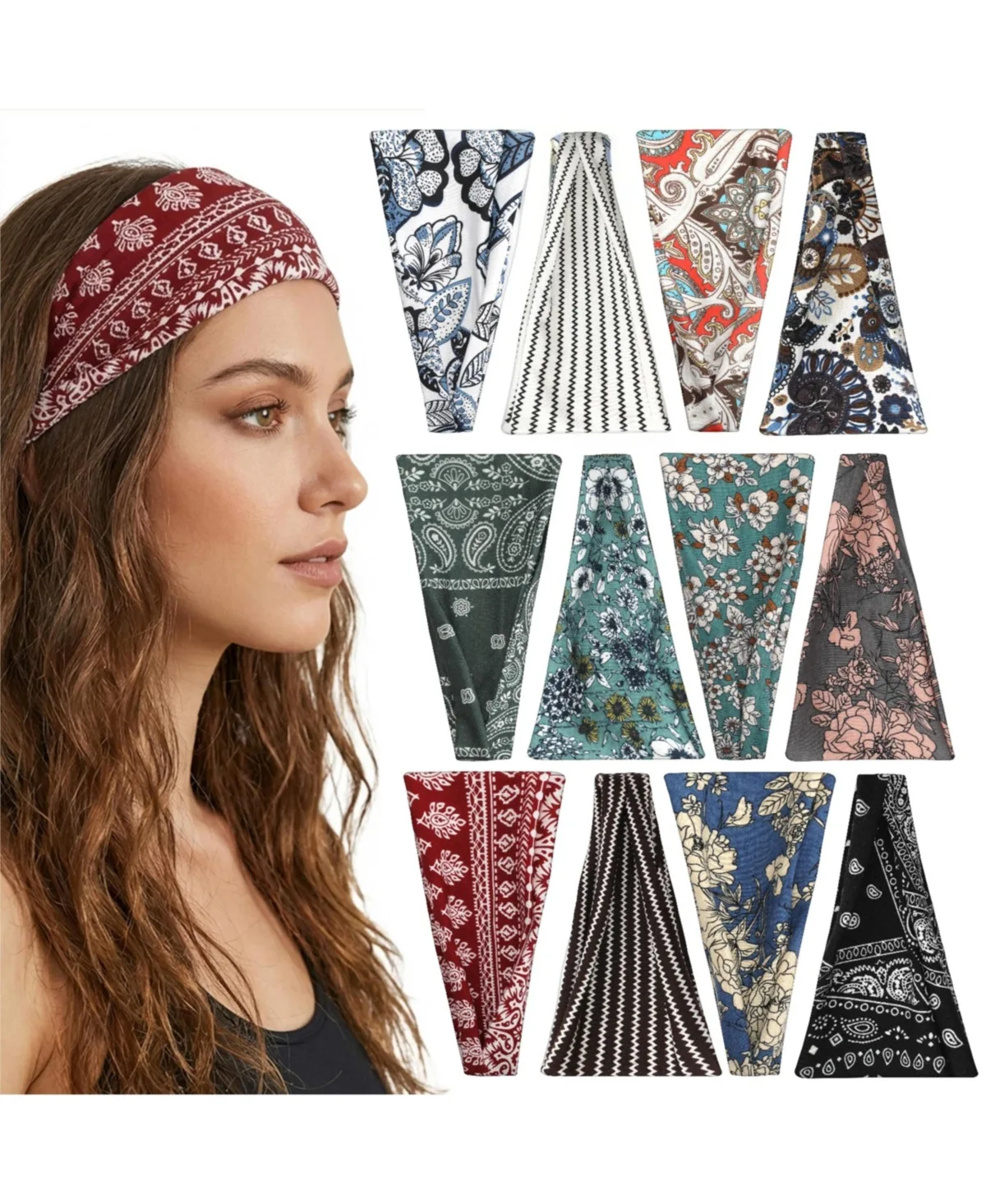 Retro Knotted Design Adjustable-Width Headbands, 8-Pack by Peneyon