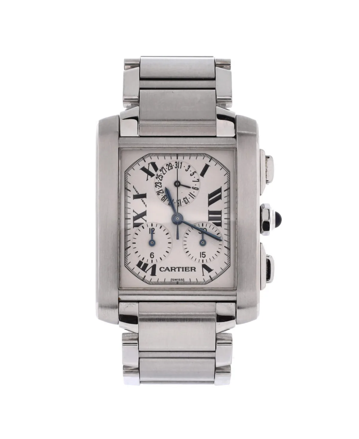 Pre-Owned Cartier Tank Francaise Chronoflex Chronograph Quartz Watch in Stainless Steel 28mm by Cartier's
