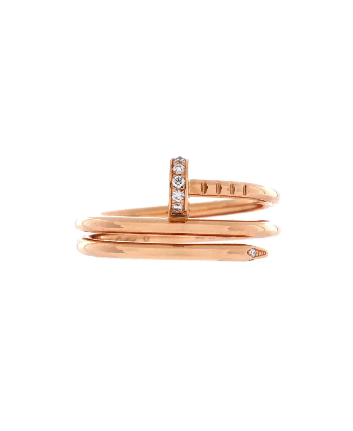 Pre-Owned Cartier Diamond Juste Un Clou Double Ring (0.08 ct. t.w.) in 18K Rose Gold by Cartier's