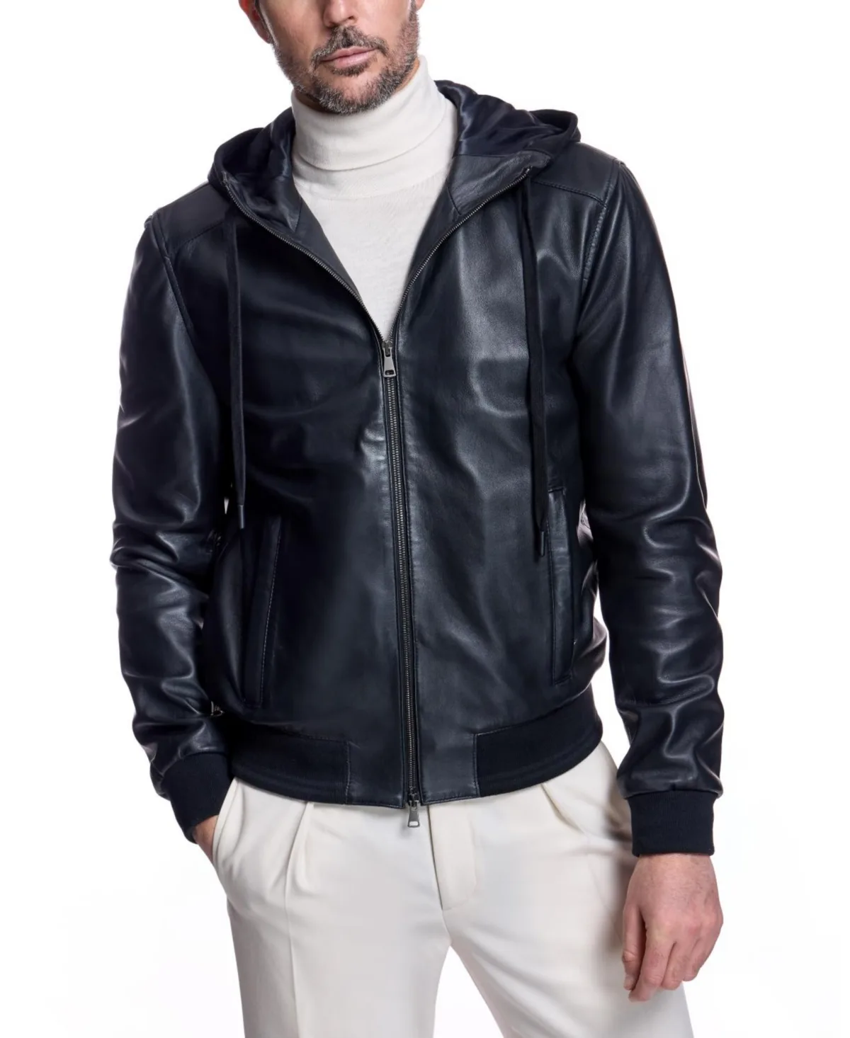 Julia & Stella by Maximilian Hooded Slim-Fit Leather Jacket by Julia & Stella by Maximilian